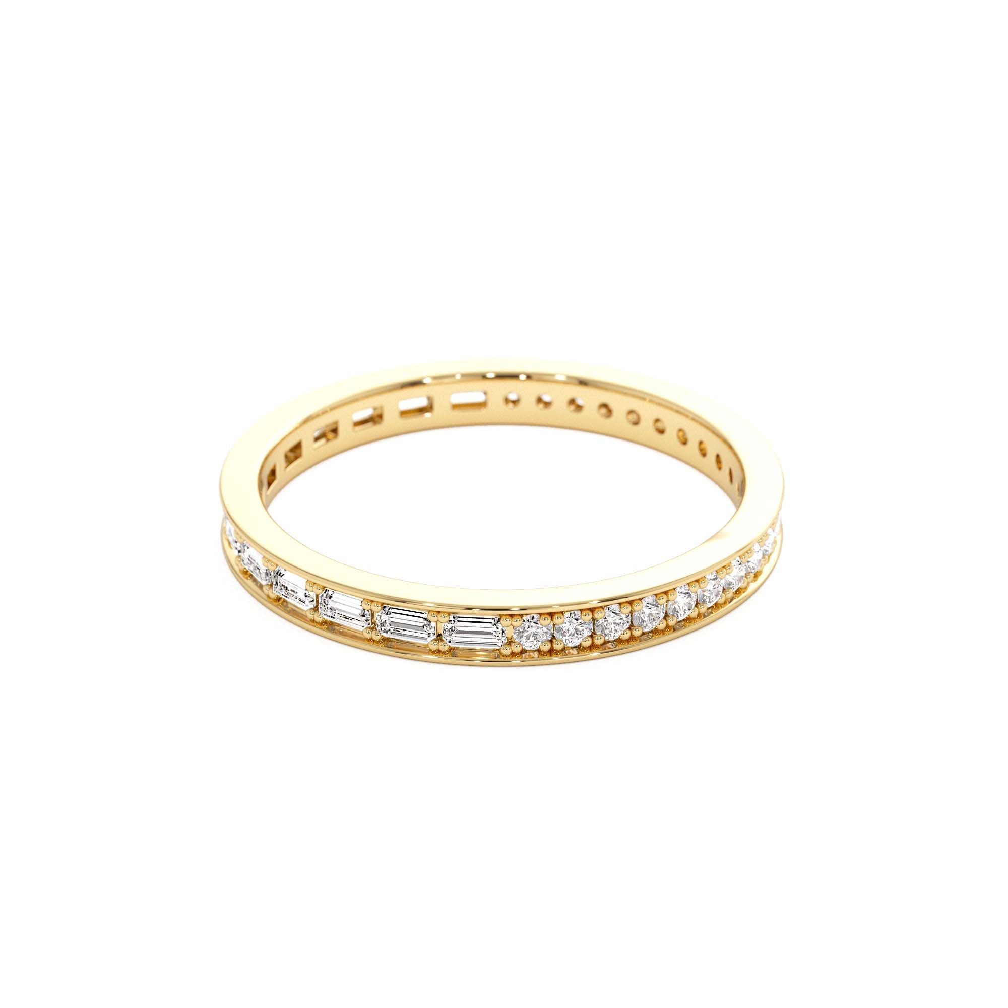 14k Half Baguette Half Round Diamond Eternity Band - view 4