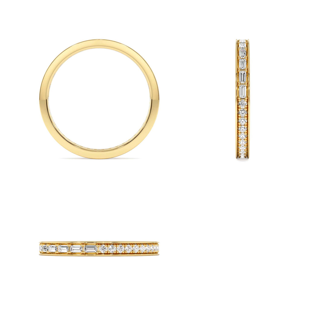 14k Half Baguette Half Round Diamond Eternity Band - view 5
