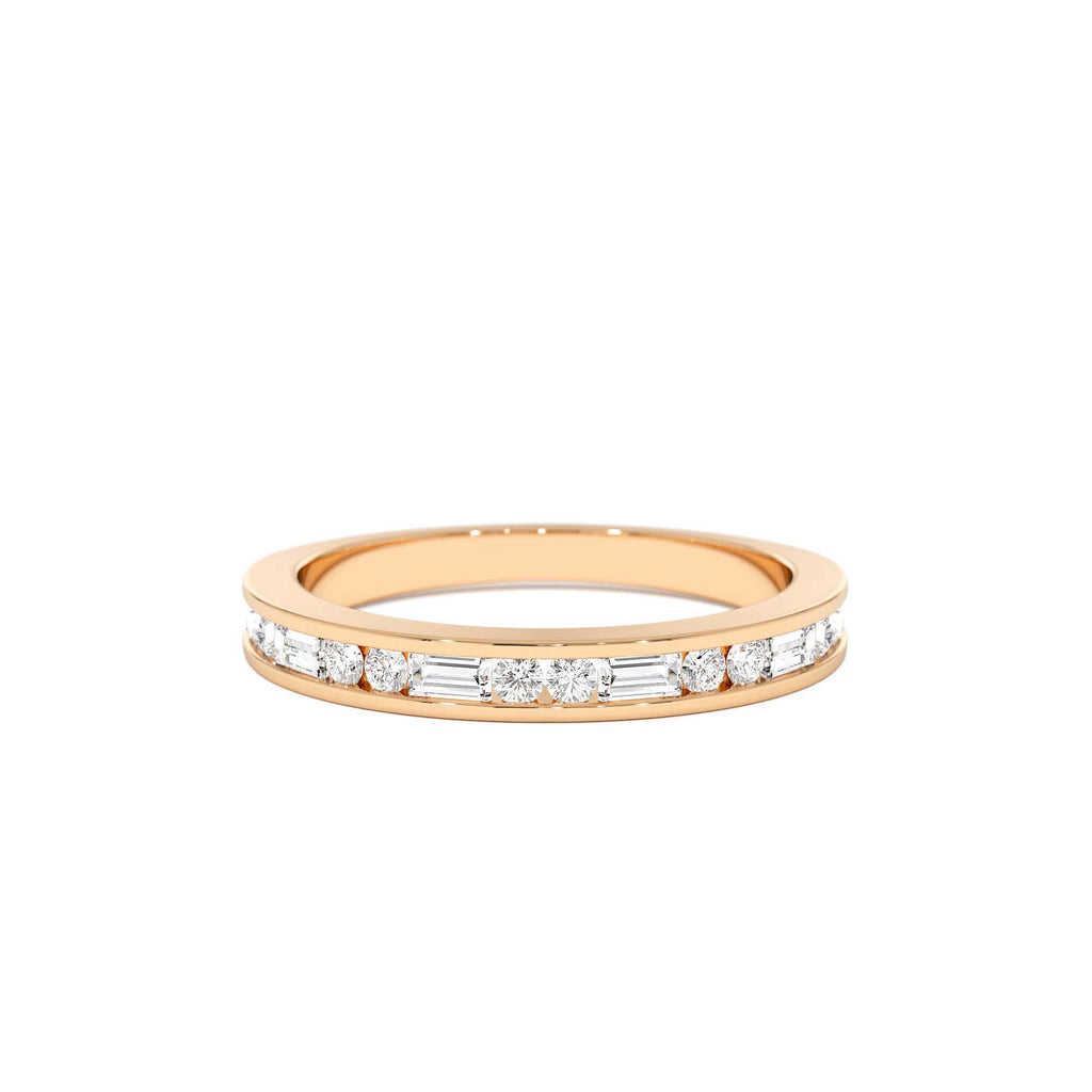 14k Baguette and Round Diamond Channel Band - view 2