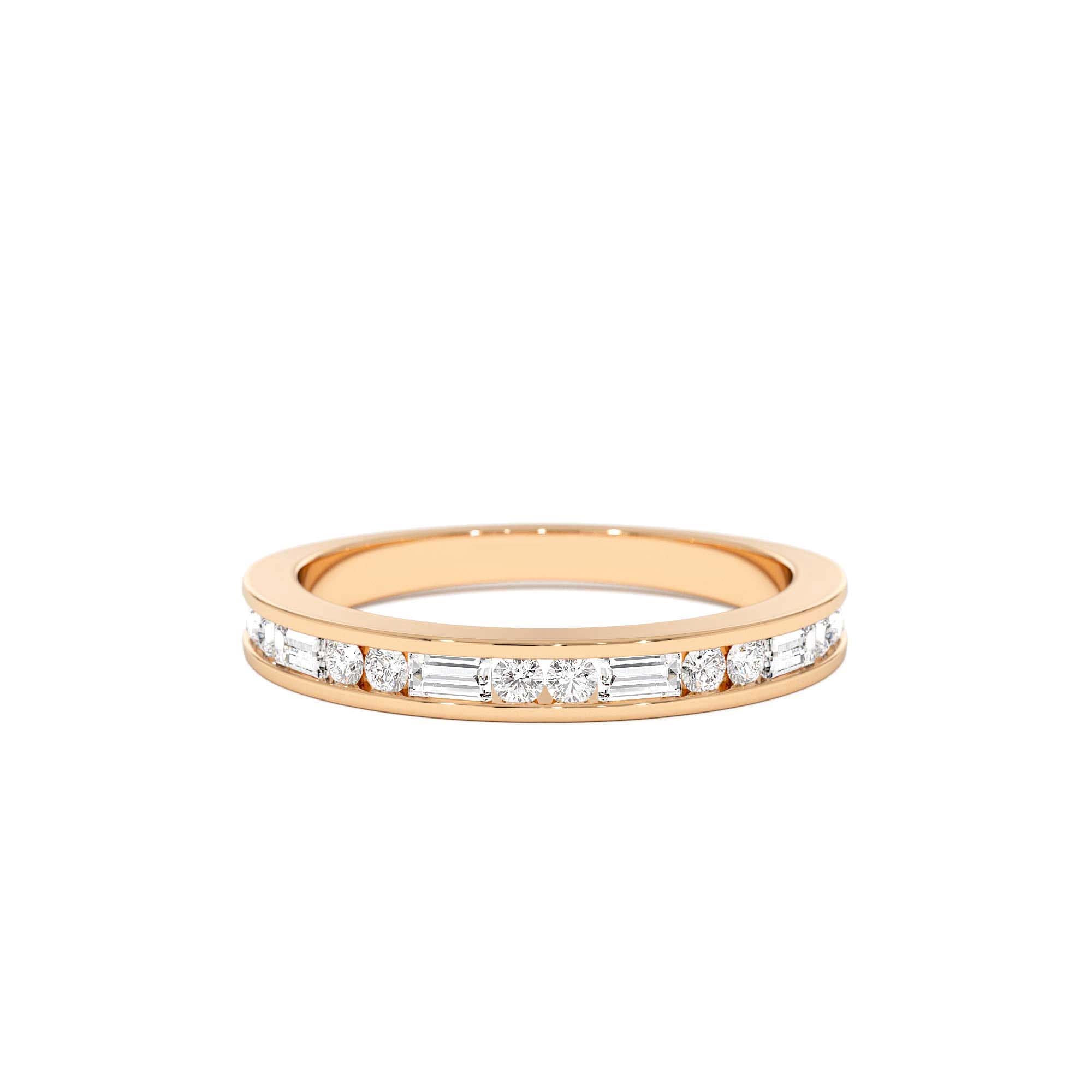 14k Baguette and Round Diamond Channel Band - view 2