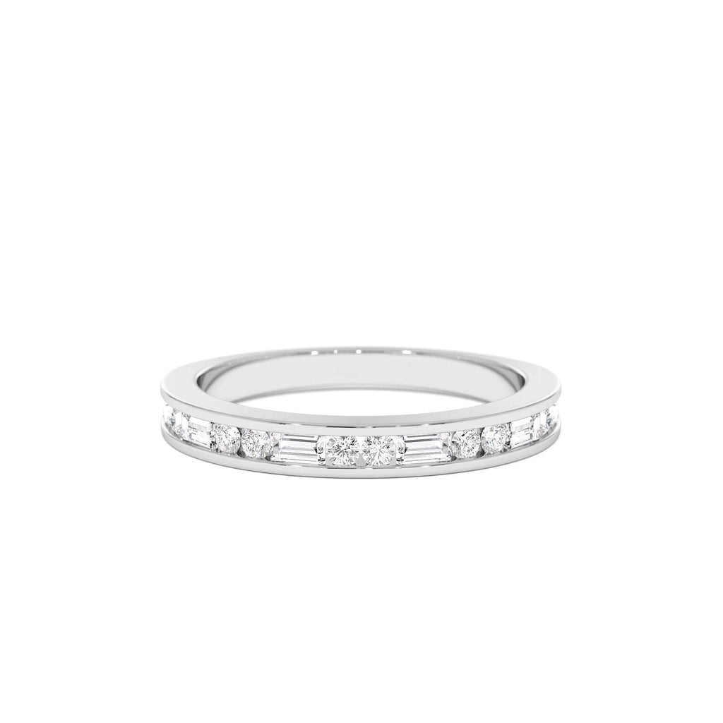14k Baguette and Round Diamond Channel Band - view 3