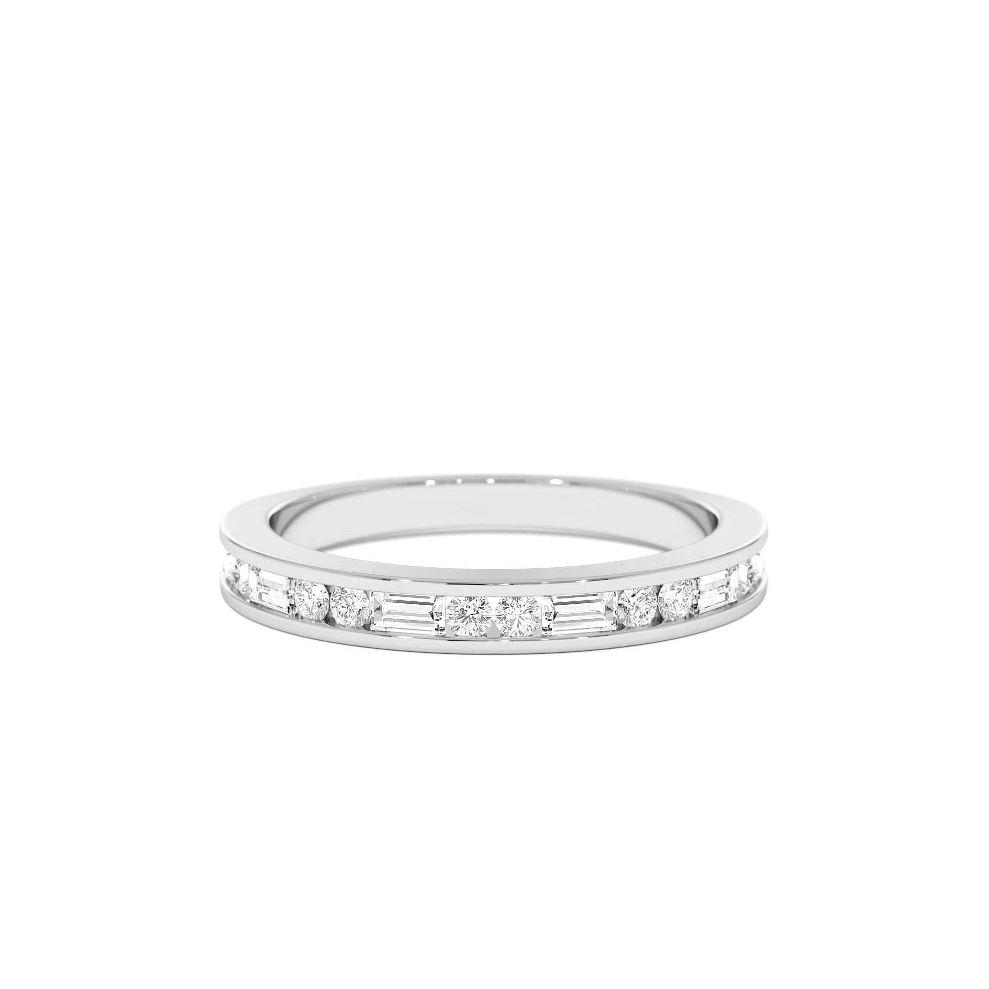 14k Baguette and Round Diamond Channel Band - view 3