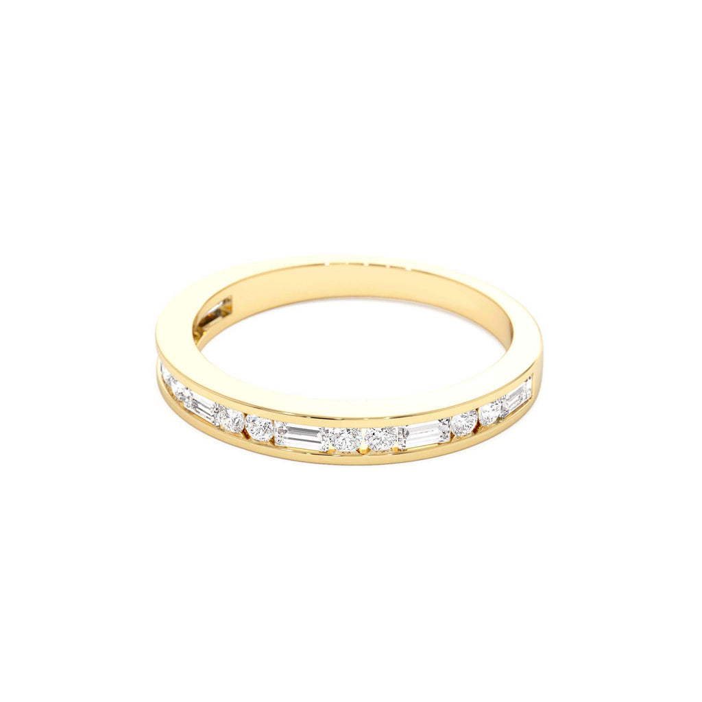 14k Baguette and Round Diamond Channel Band - view 4