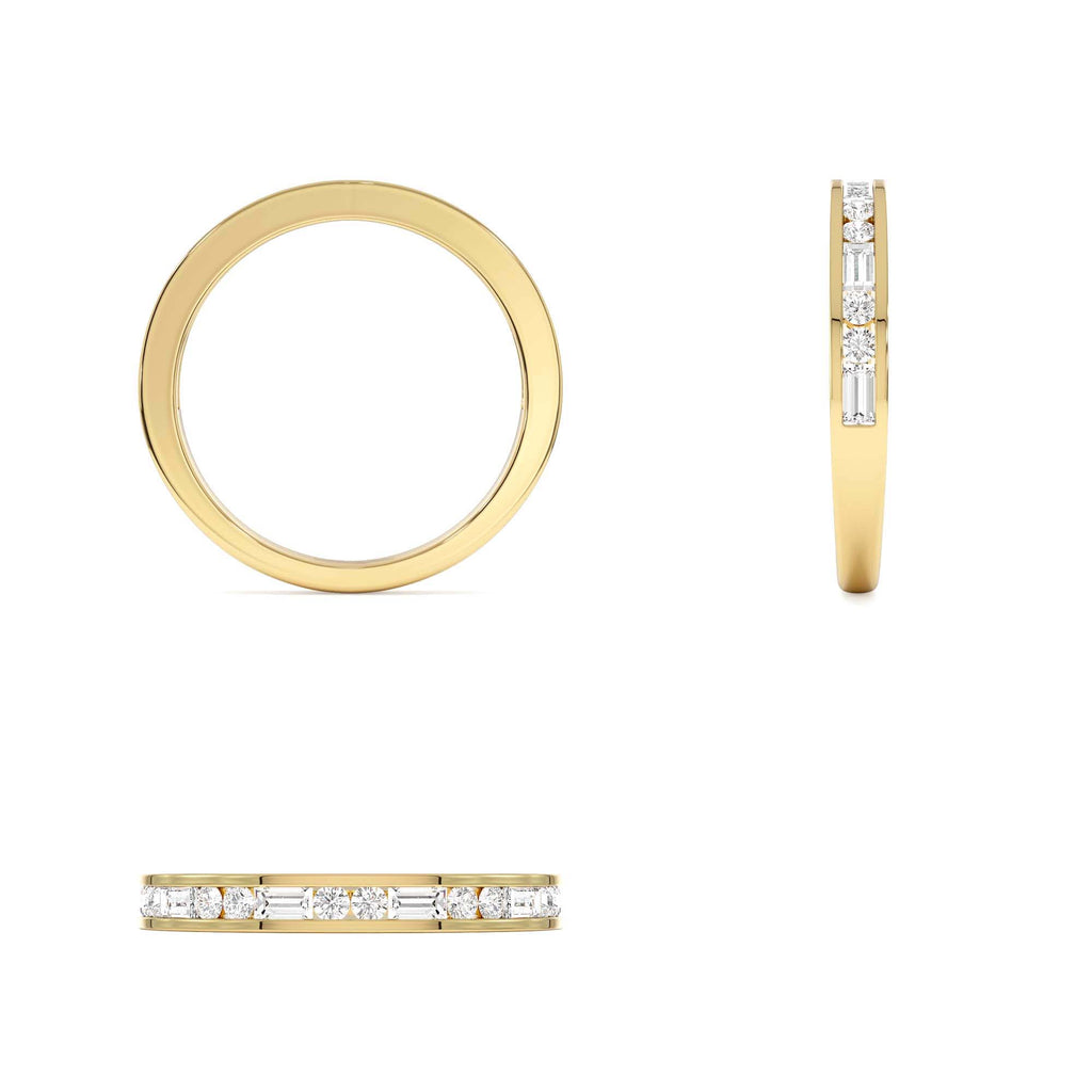 14k Baguette and Round Diamond Channel Band - view 5