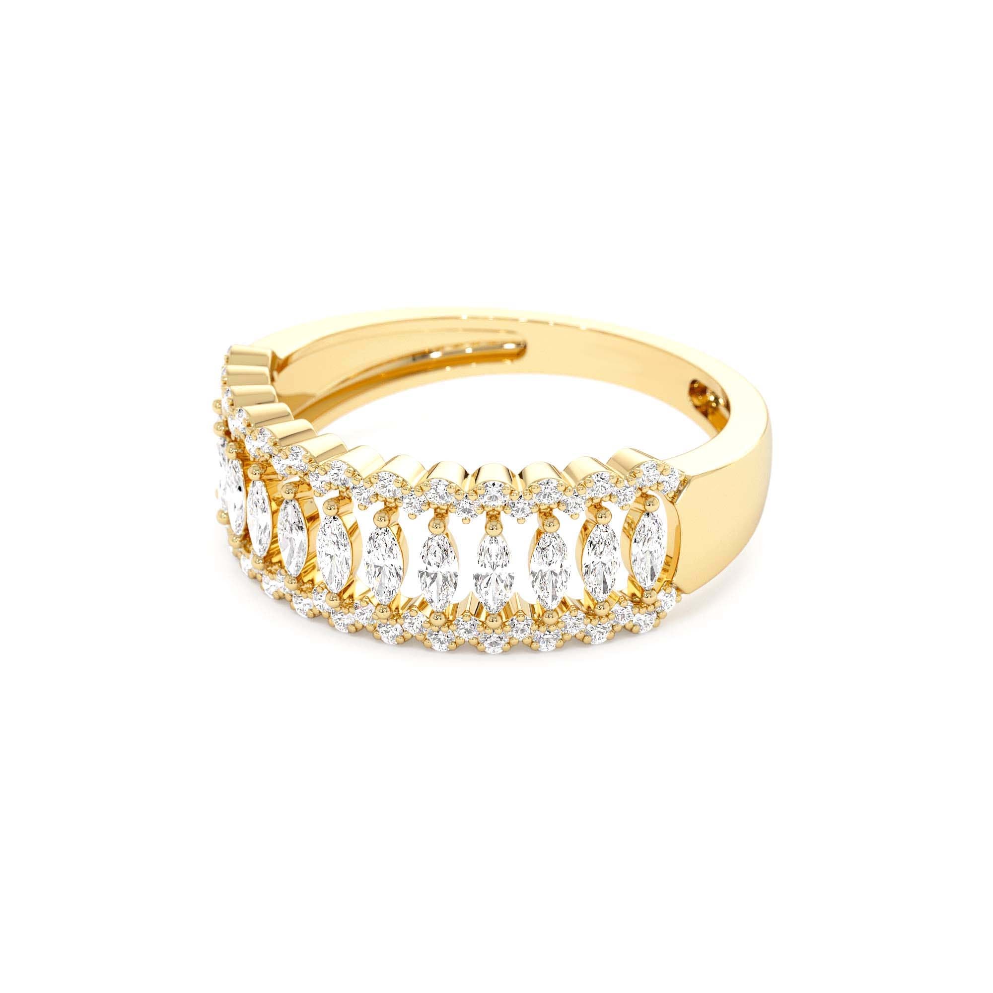 14k Wide Marquise Diamond Band with Pavé Accents - view 5