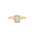 14k Diamond Halo Ring Rectangular Baguette Style by Orlina Fine