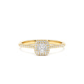 14k Diamond Halo Ring with Round and Baguette by Orlina Fine