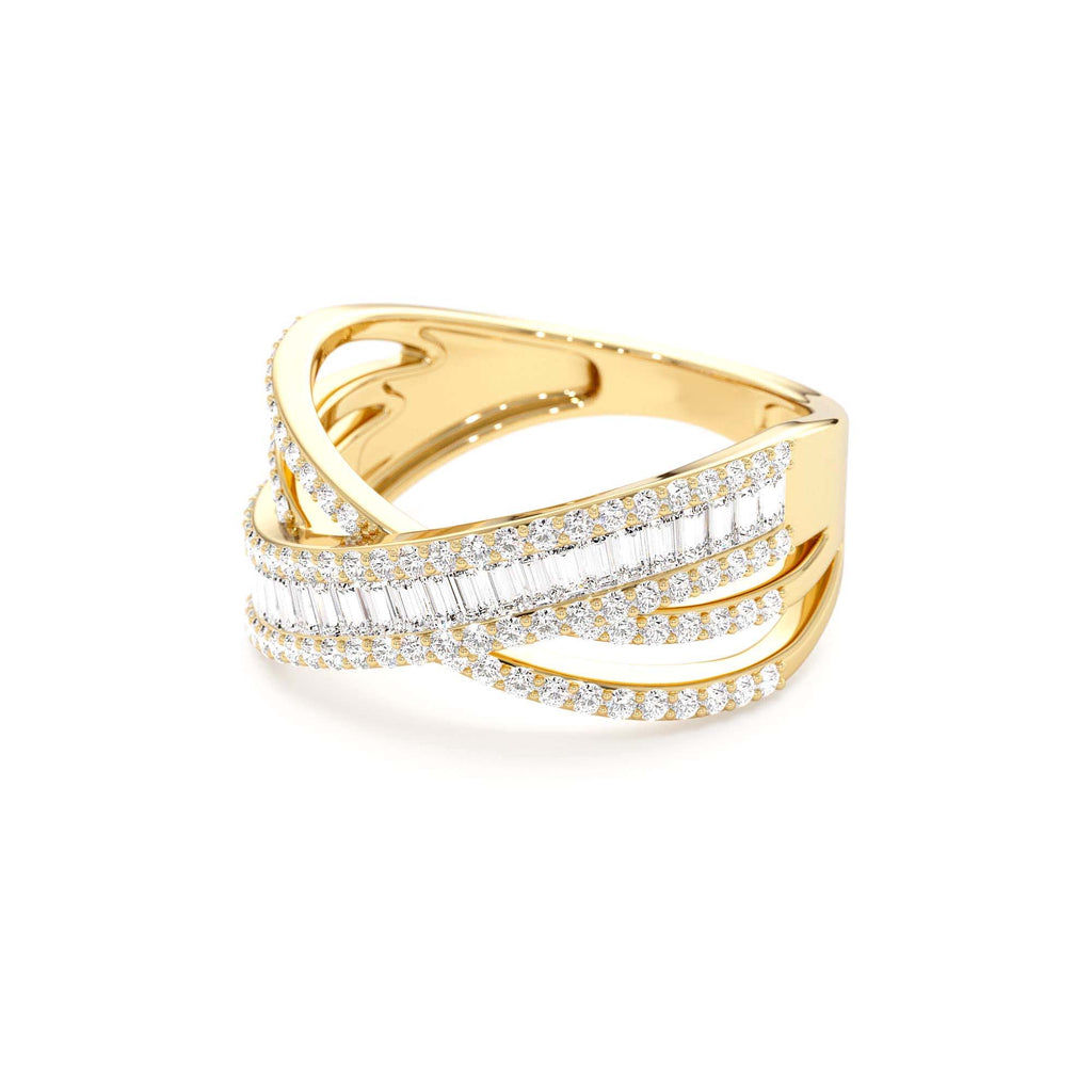 14k Diamond Multi Row Criss Cross Band Ring - view 4