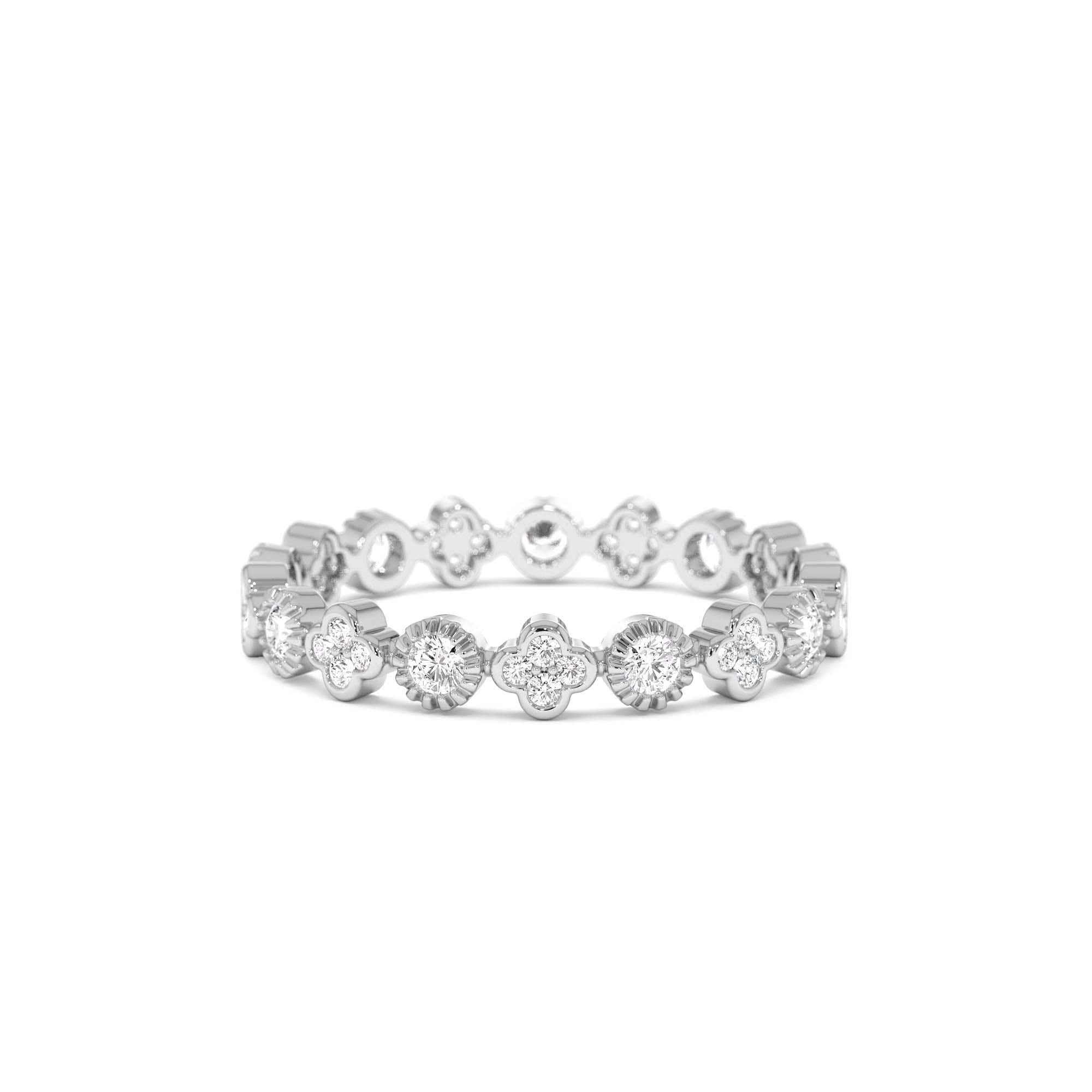 14k Diamond Eternity Bezel and Clover Ring - view 3