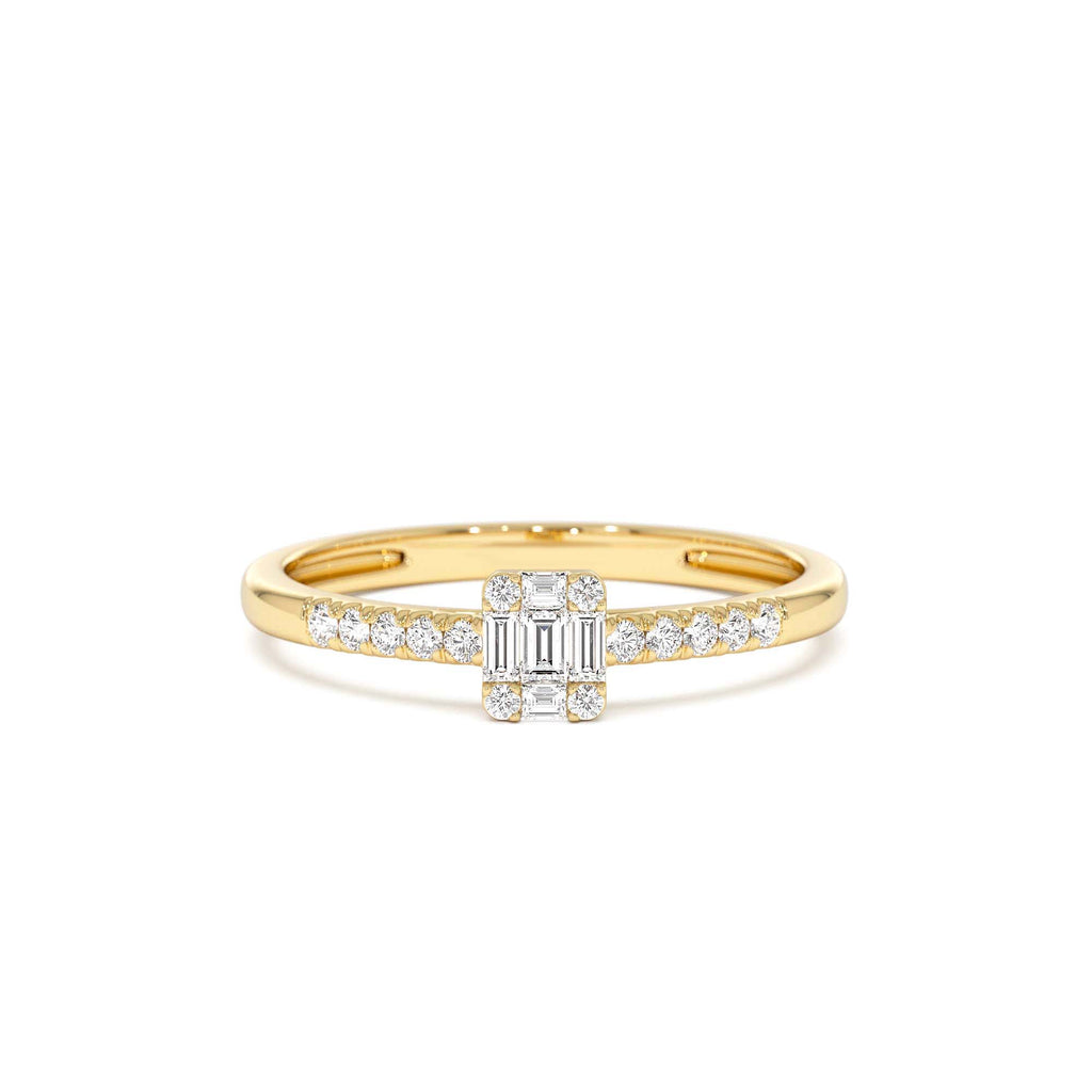 14k Baguette Diamond Cluster Stacking Pavé Band by Orlina Fine