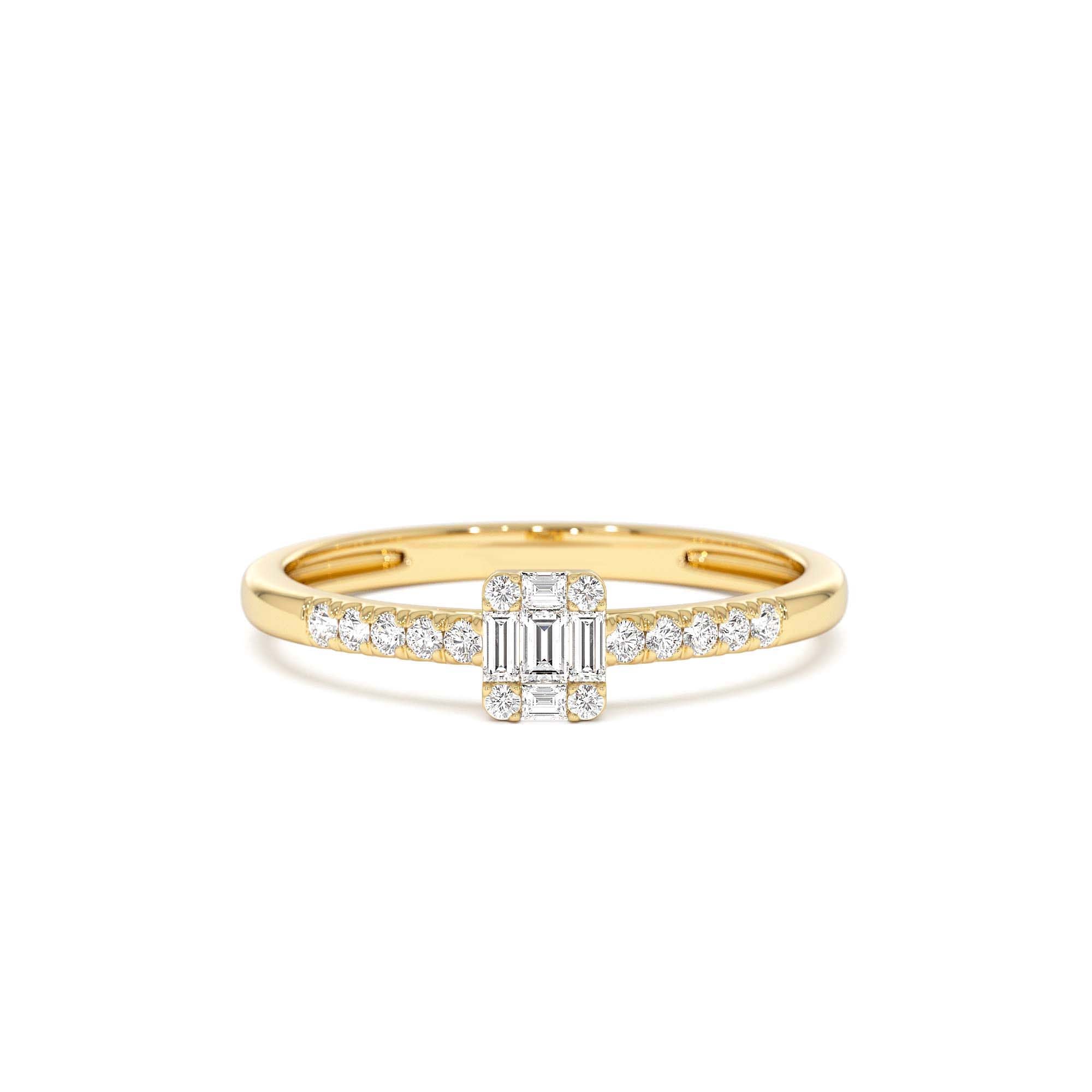 14k Baguette Diamond Cluster Stacking Pavé Band by Orlina Fine