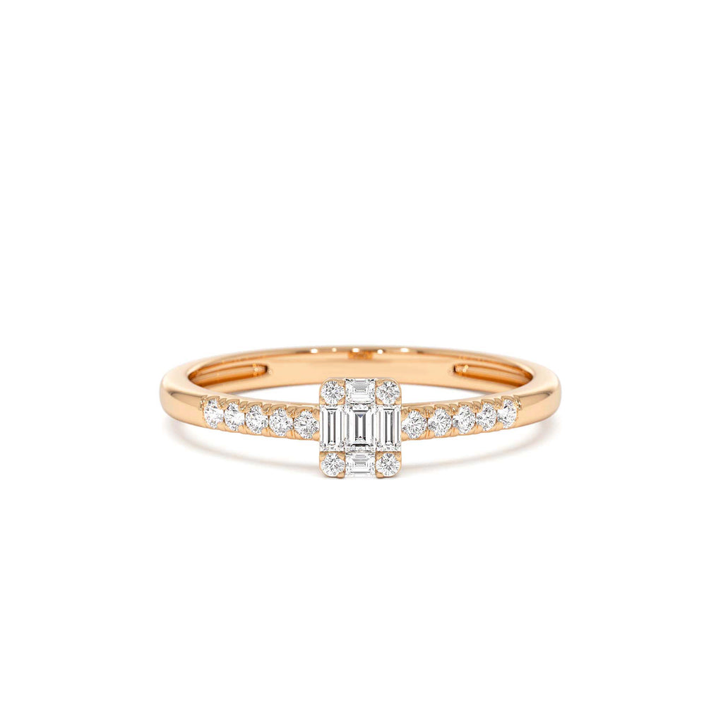 14k Baguette Diamond Cluster Stacking Pavé Band - view 2