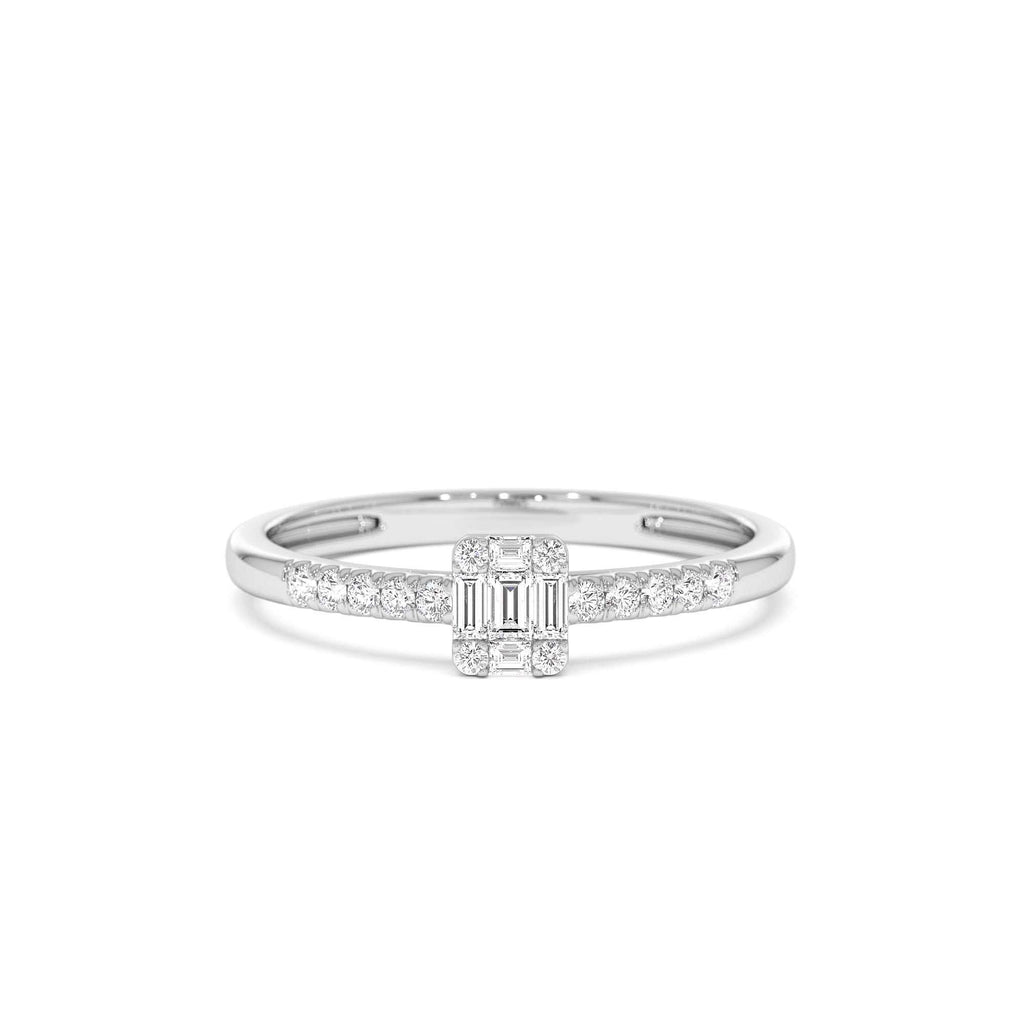 14k Baguette Diamond Cluster Stacking Pavé Band - view 3