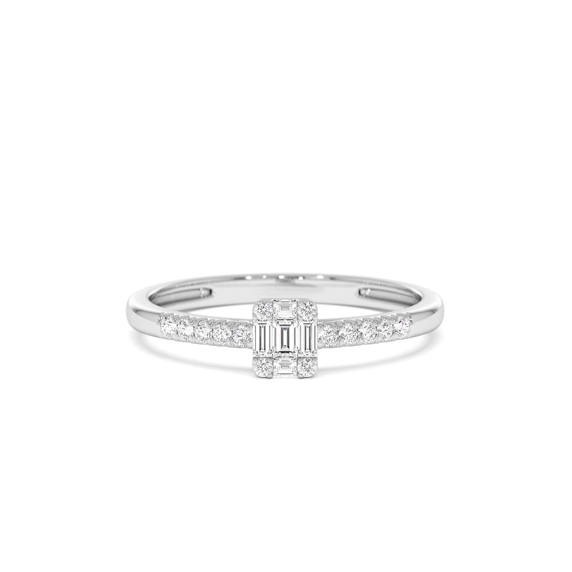 14k Baguette Diamond Cluster Stacking Pavé Band - view 3