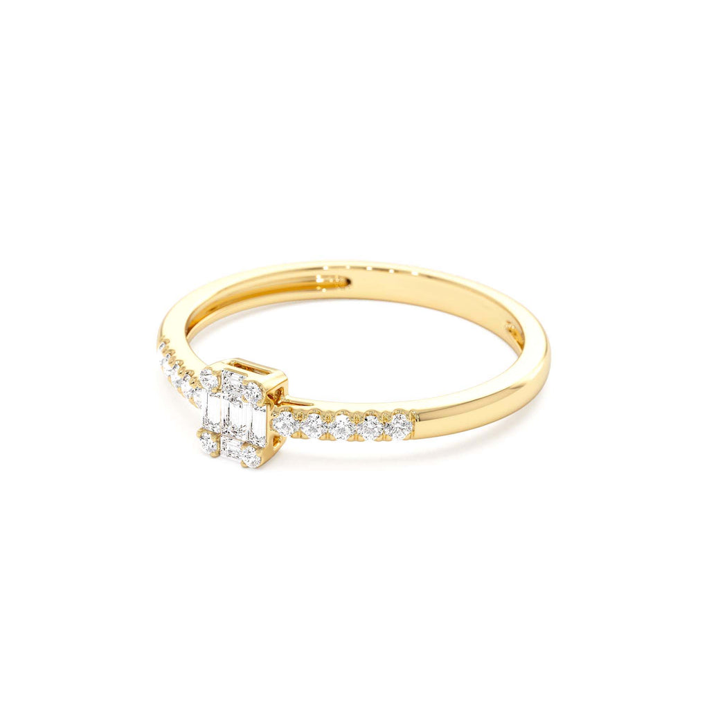 14k Baguette Diamond Cluster Stacking Pavé Band - view 4
