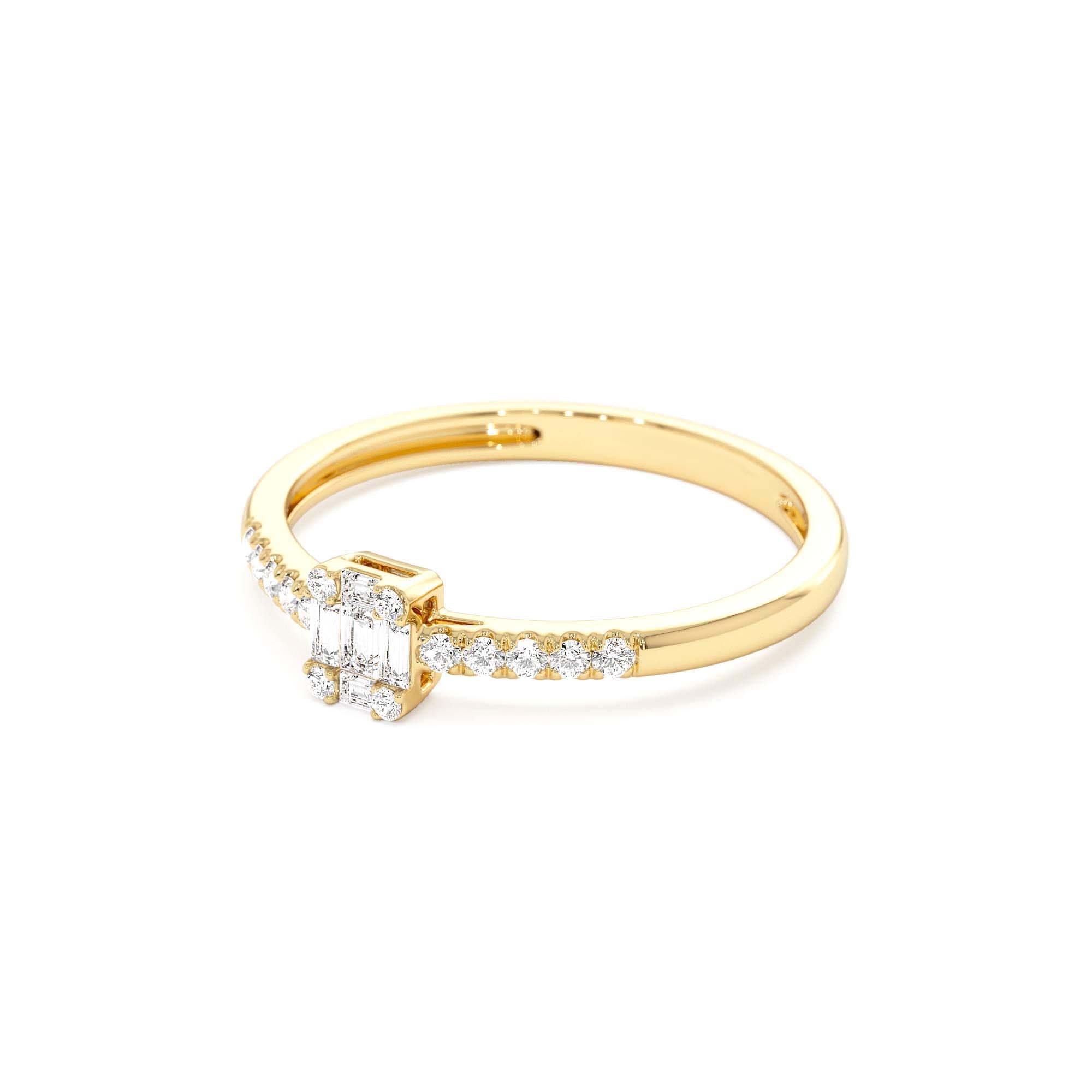 14k Baguette Diamond Cluster Stacking Pavé Band - view 4