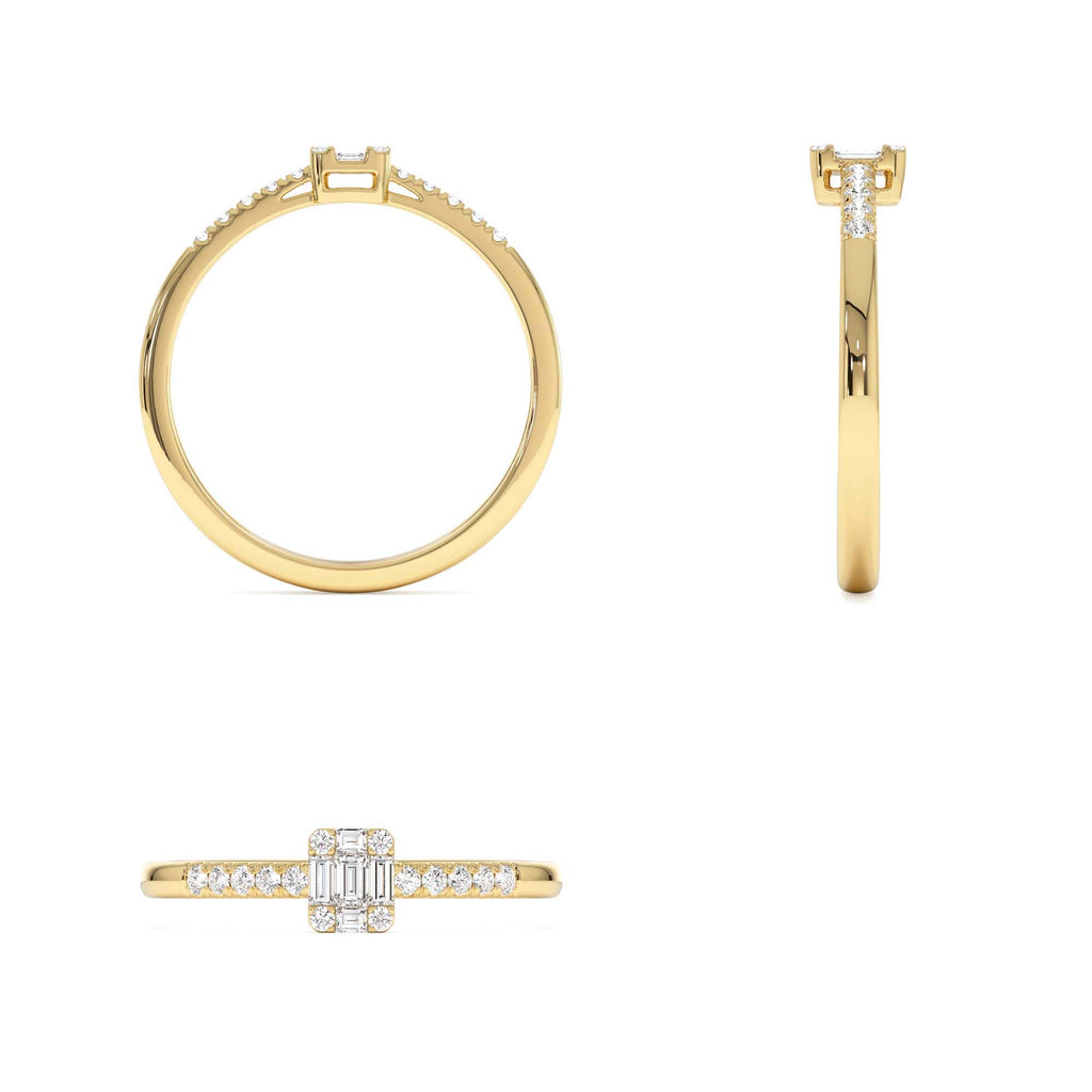 14k Baguette Diamond Cluster Stacking Pavé Band - view 5