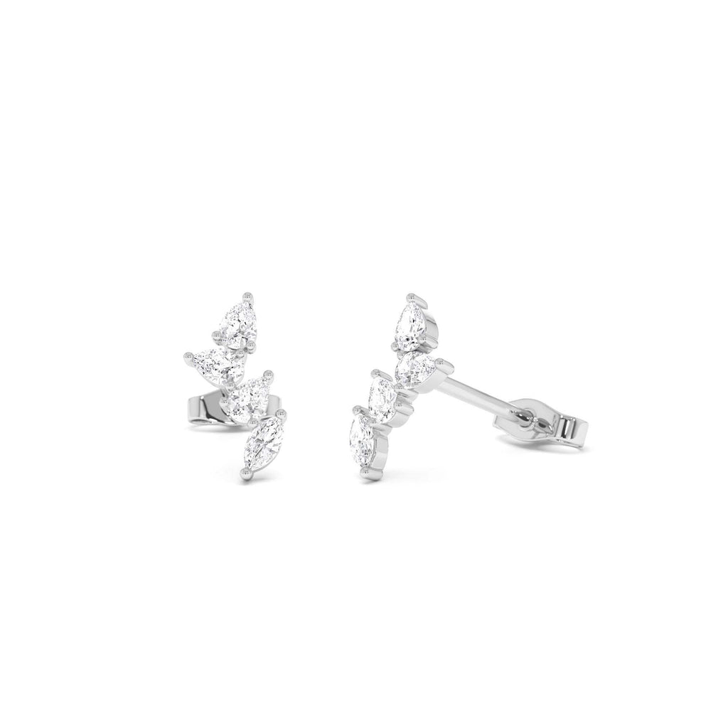 14k Diamond Vine Stud Earrings - view 2