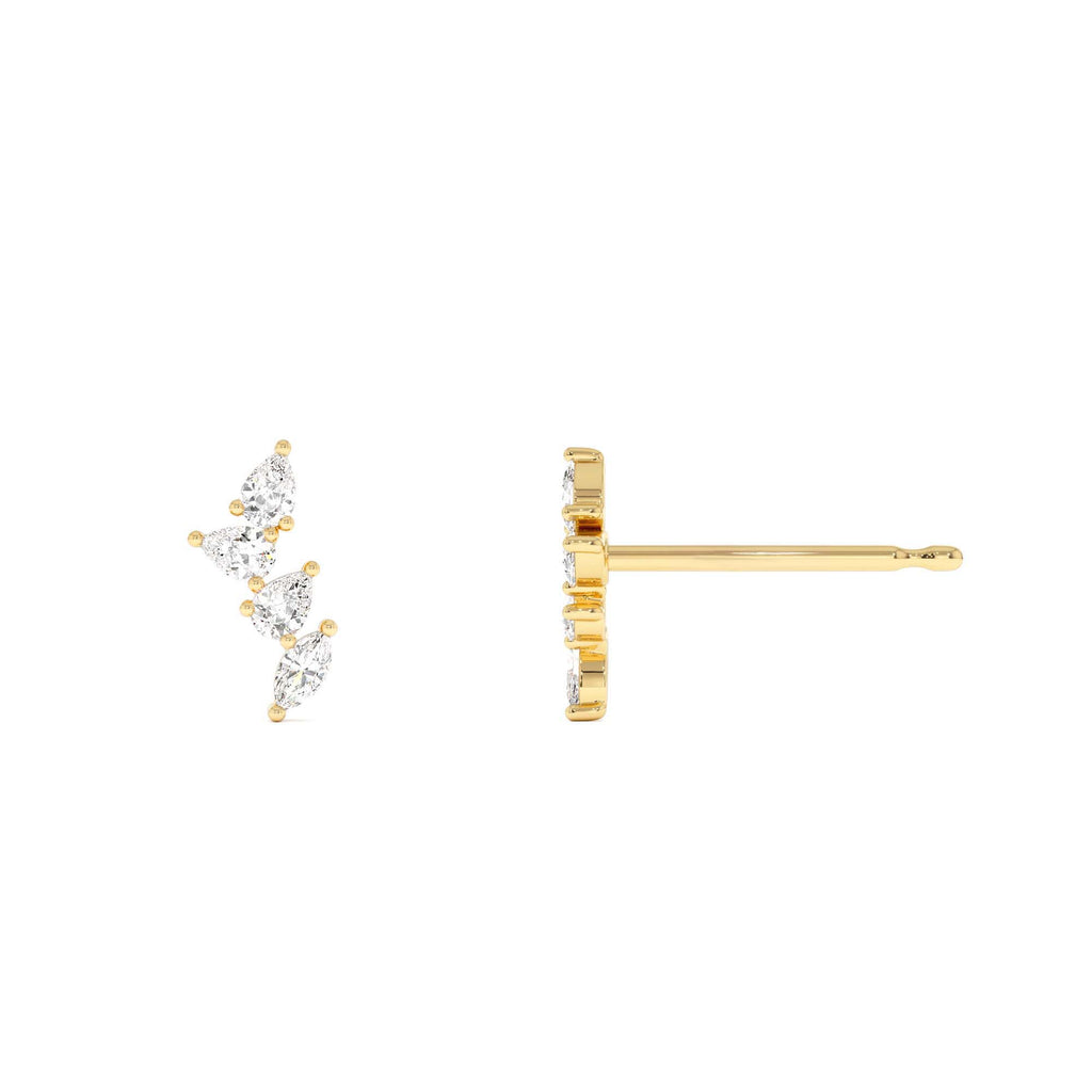 14k Diamond Vine Stud Earrings - view 3