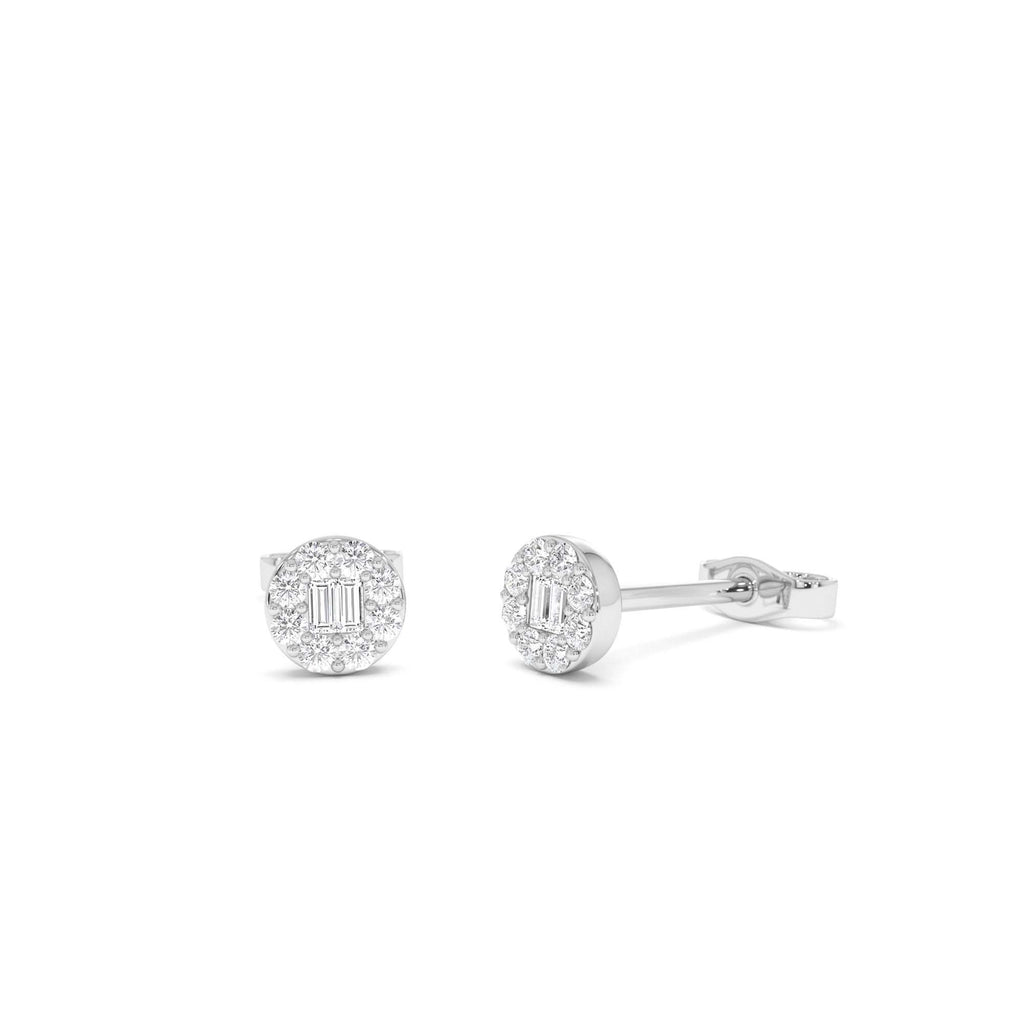 14k Baguette Diamond Halo Earrings - view 3