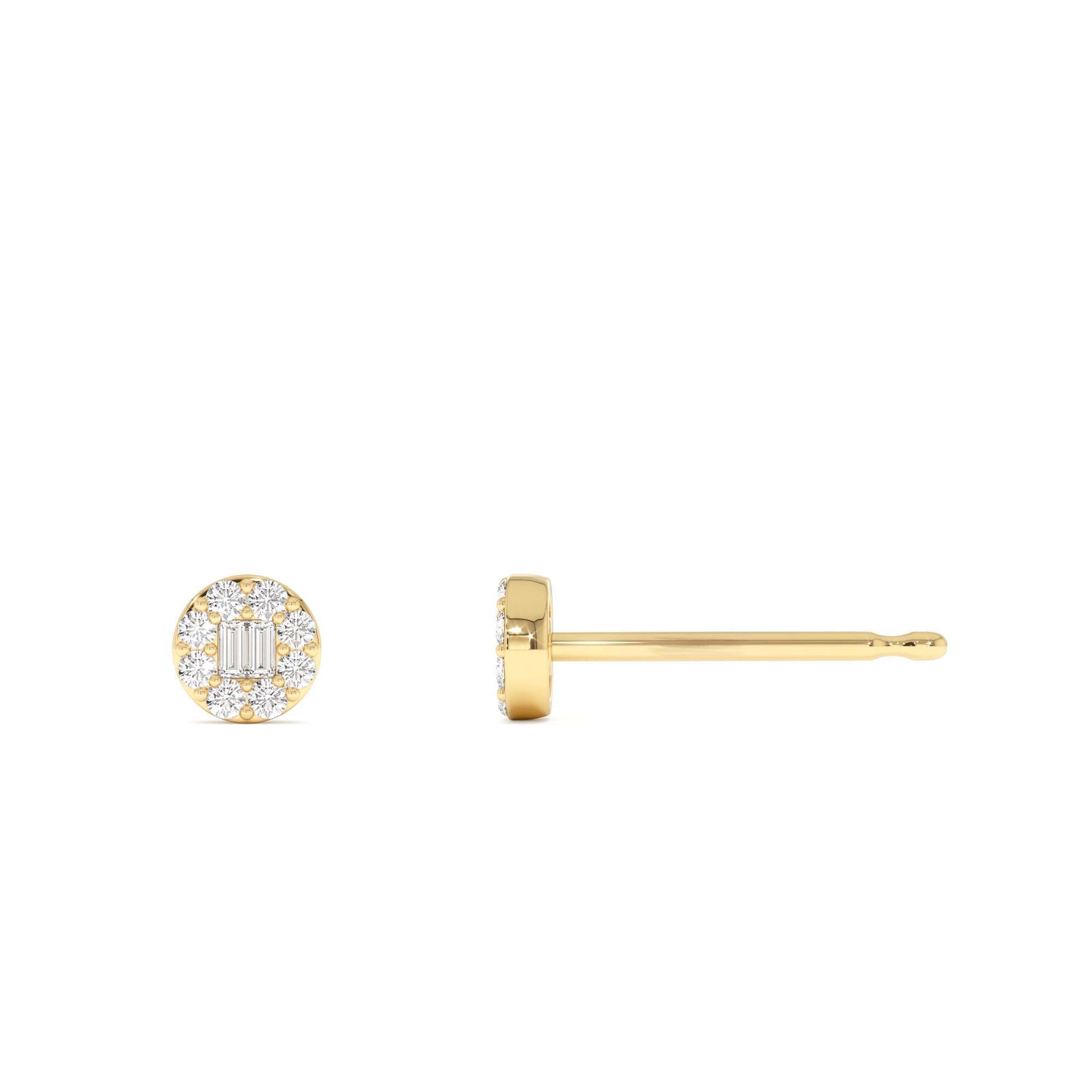 14k Baguette Diamond Halo Earrings - view 4
