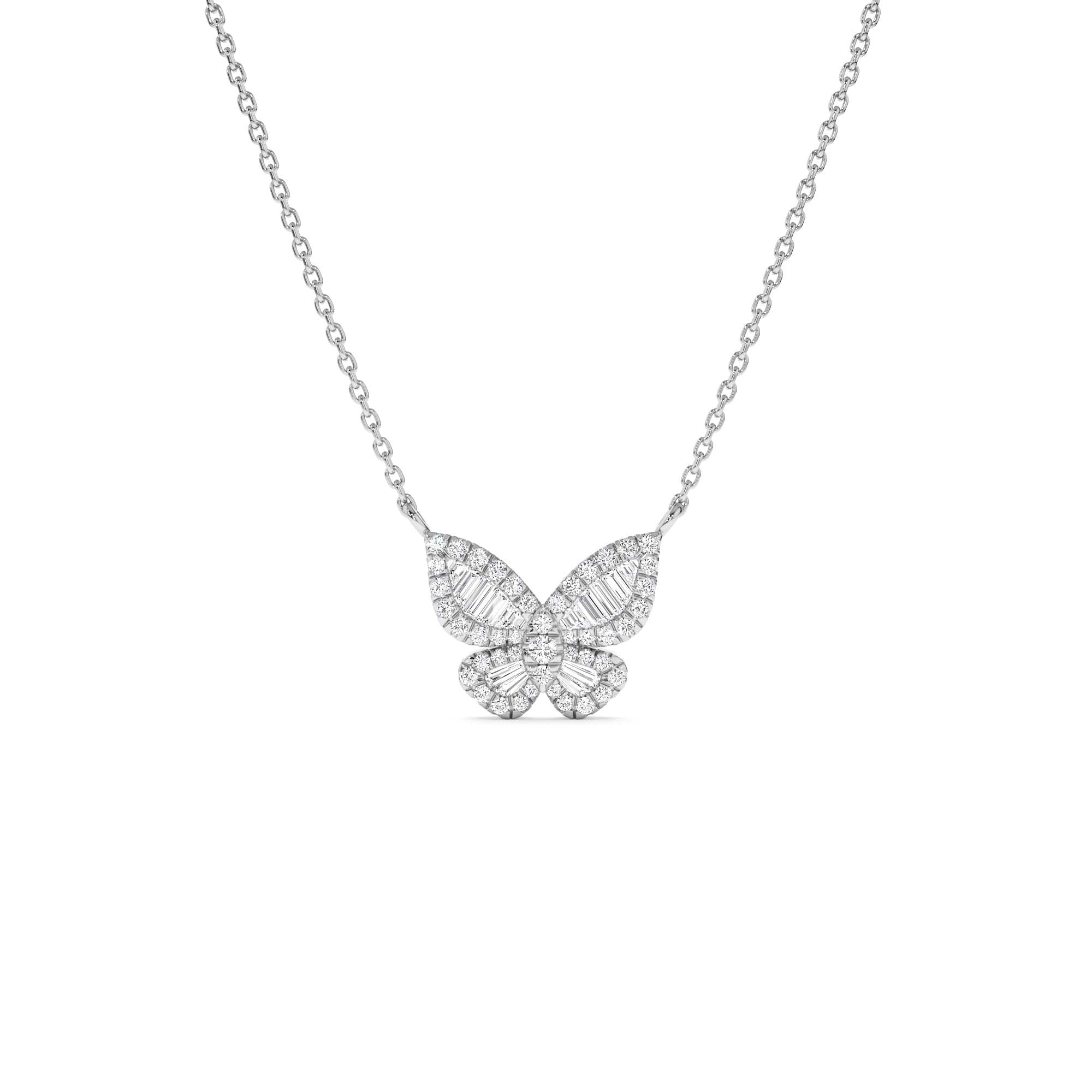 14k Baguette Diamond Butterfly Necklace - view 2
