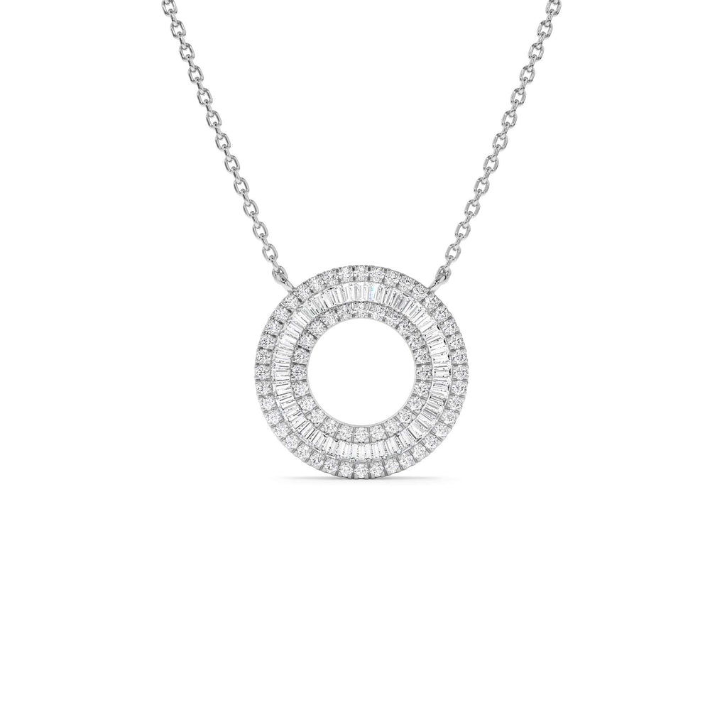 14k Baguette Diamond Circle Pendant Necklace - view 2