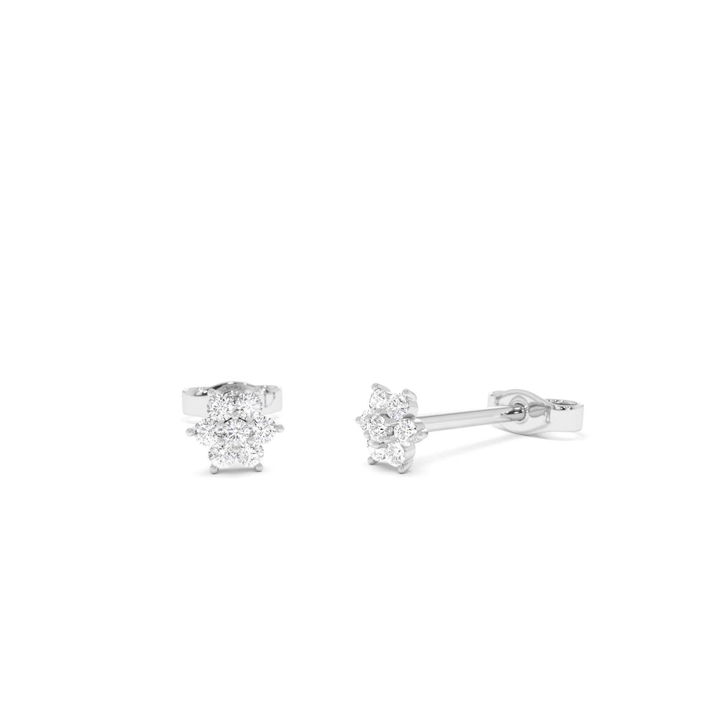 14k Diamond Floral Cluster Stud Earrings - view 2