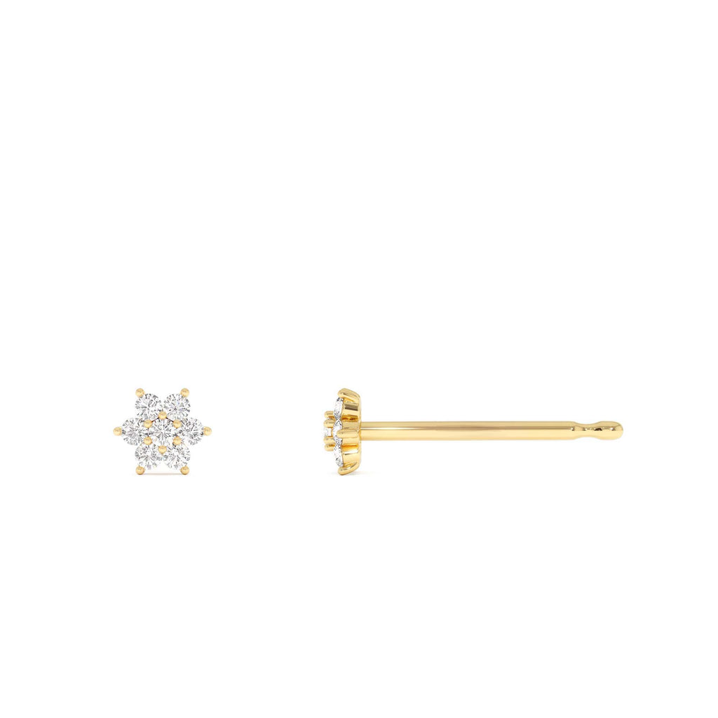 14k Diamond Floral Cluster Stud Earrings - view 4