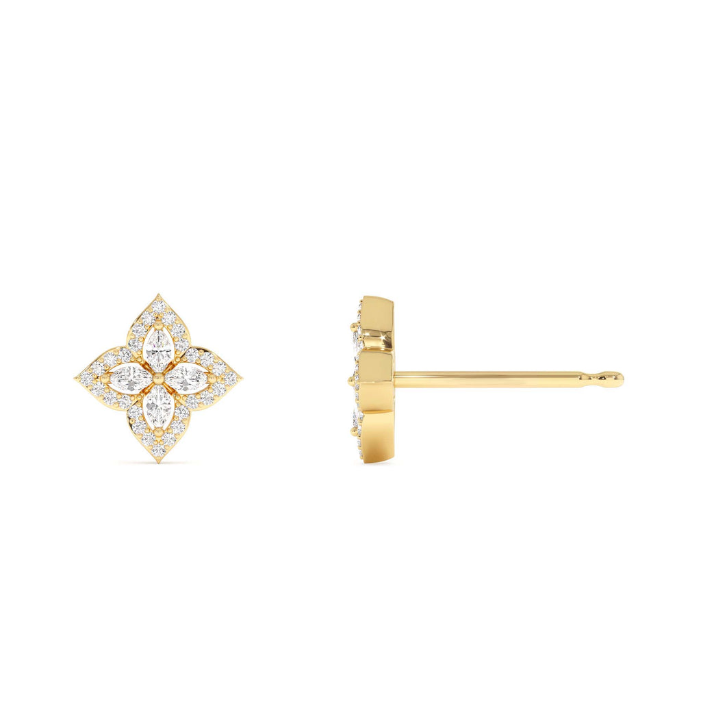 14k Diamond Petal Halo Stud Earrings - view 3