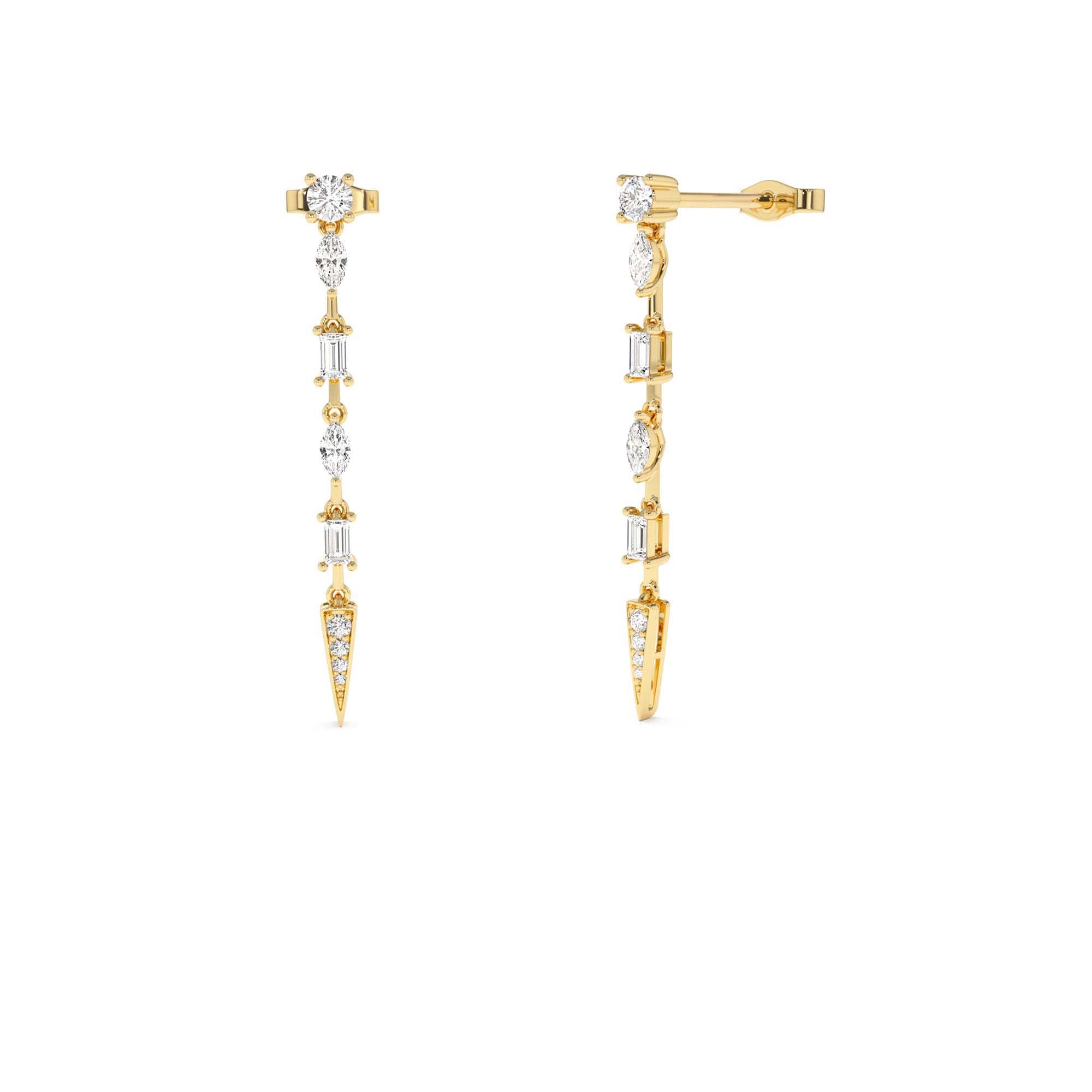 14k Diamond Linear Drop Earrings by Orlina Fine