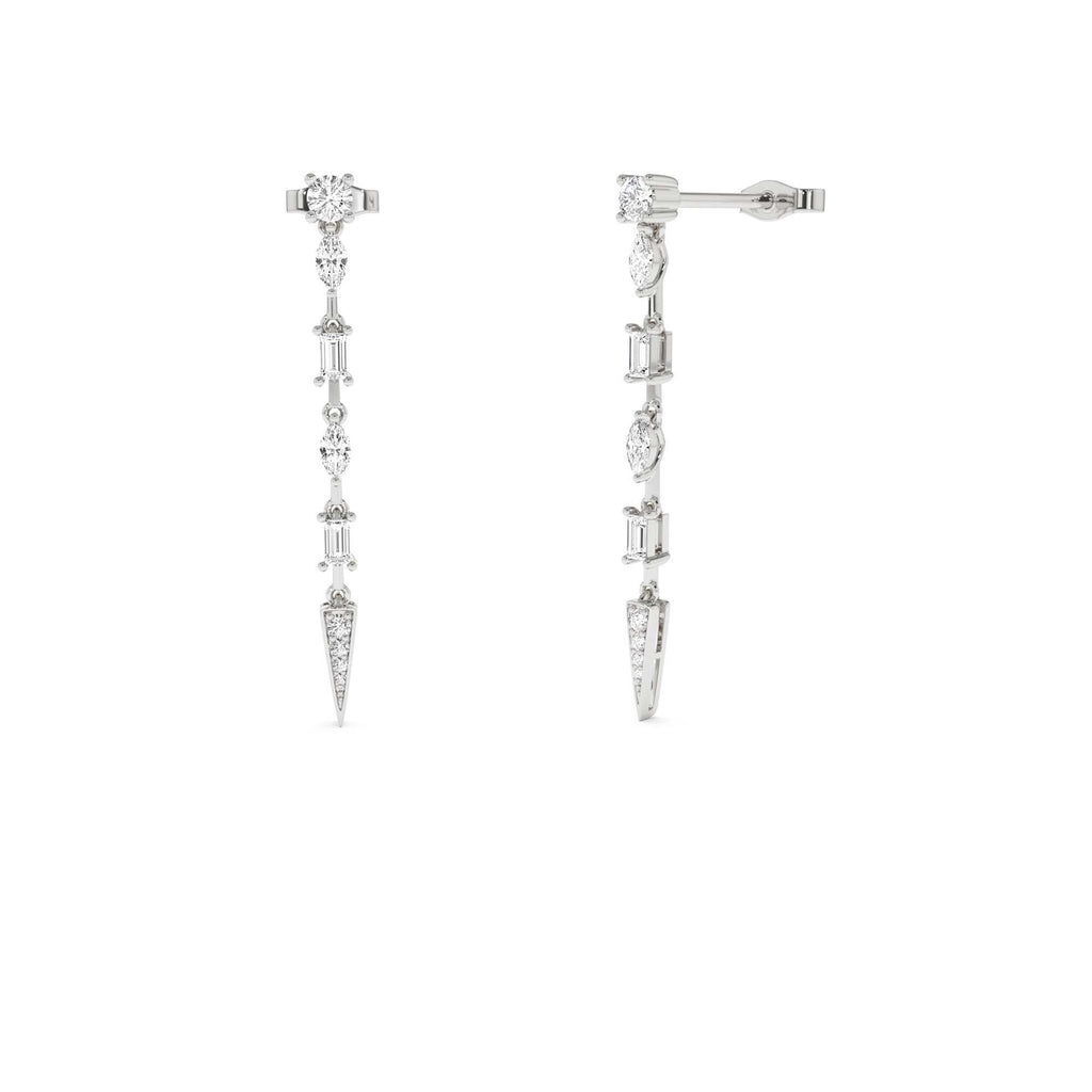 14k Diamond Linear Drop Earrings - view 2