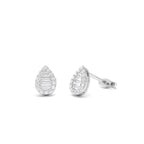 14k Baguette and Round Diamond Pear Studs - view 3