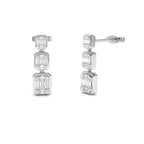 14k Baguette and Round Illusion Setting Diamond Drop Earrings - view 2