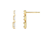 14k Baguette and Round Illusion Setting Diamond Drop Earrings - view 3