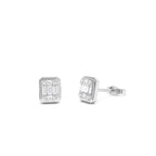 14k Baguette and Round Illusion Setting Diamond Studs - view 3