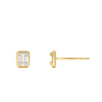 14k Baguette and Round Illusion Setting Diamond Studs - view 4