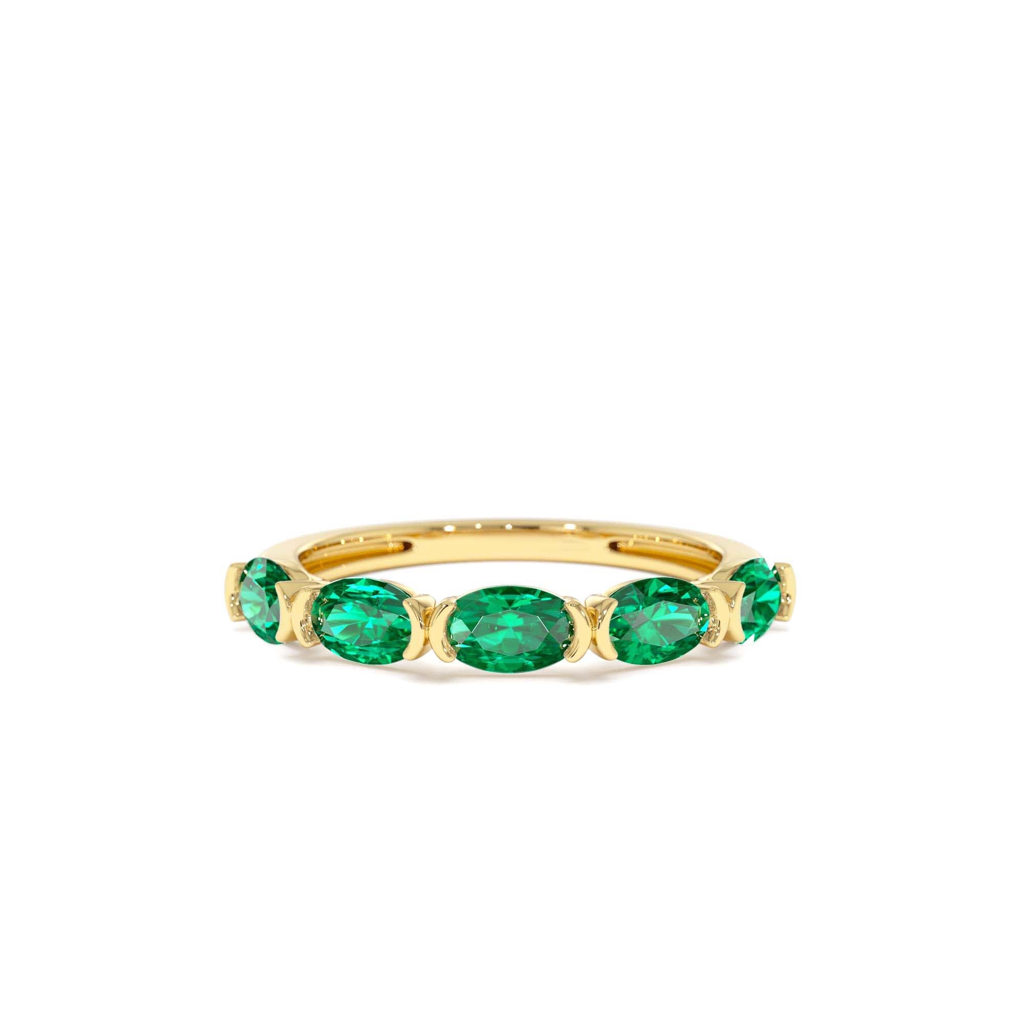 14k Classic Emerald Five Stone Ring by Orlina Fine