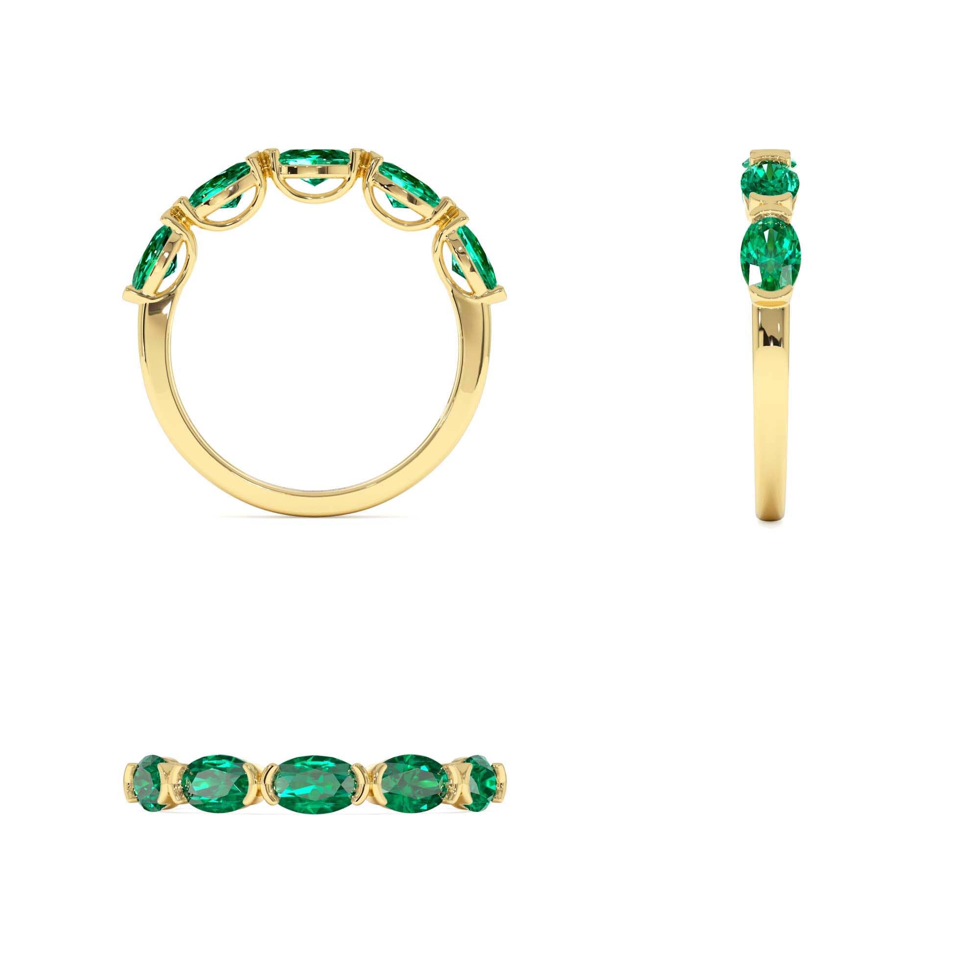 14k Classic Emerald Five Stone Ring - view 5