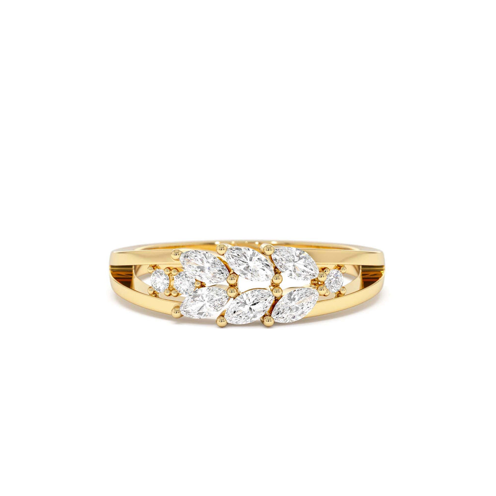 14k Diamond Leaf Style Marquise Ring by Orlina Fine