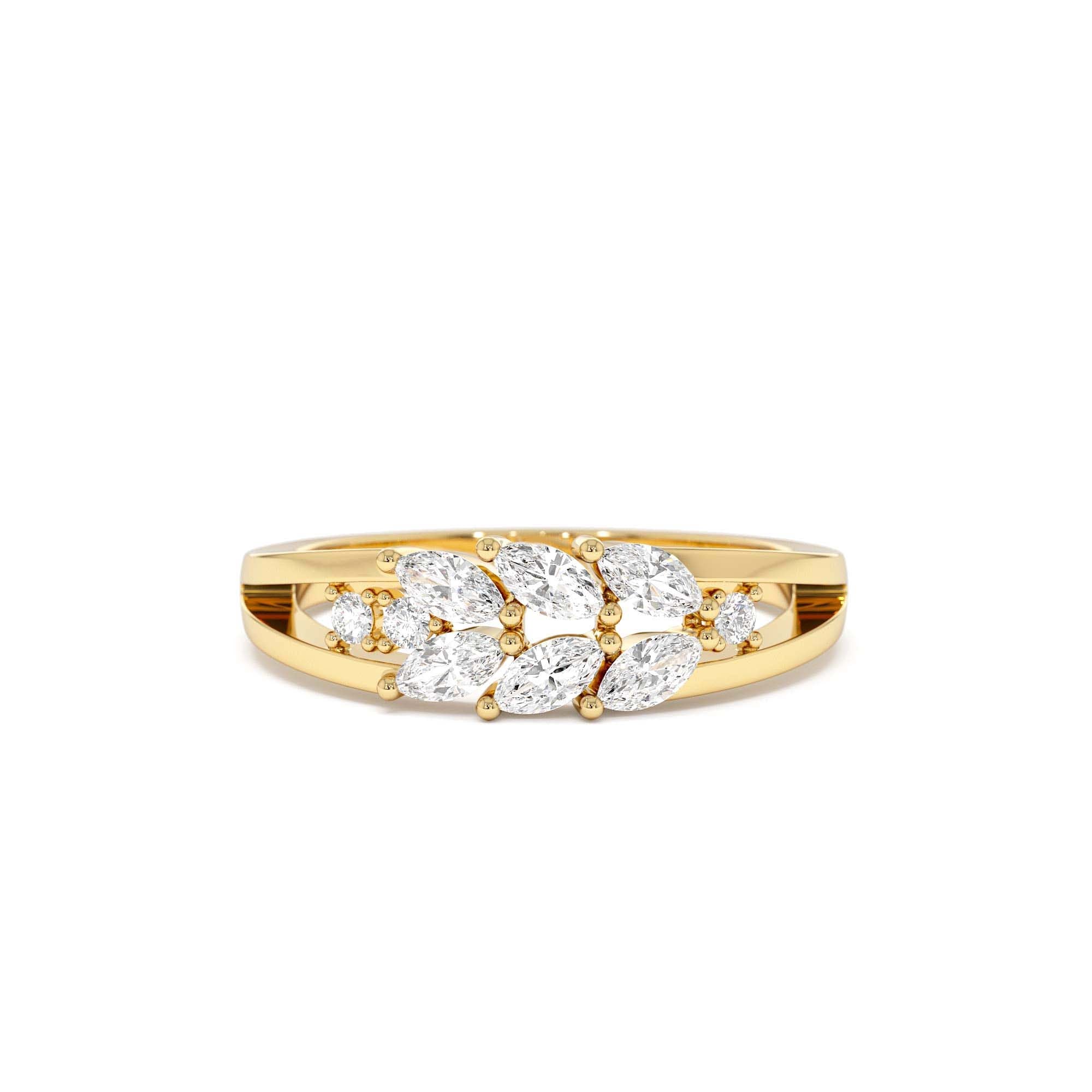14k Diamond Leaf Style Marquise Ring by Orlina Fine