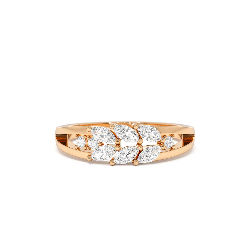 14k Diamond Leaf Style Marquise Ring - view 2