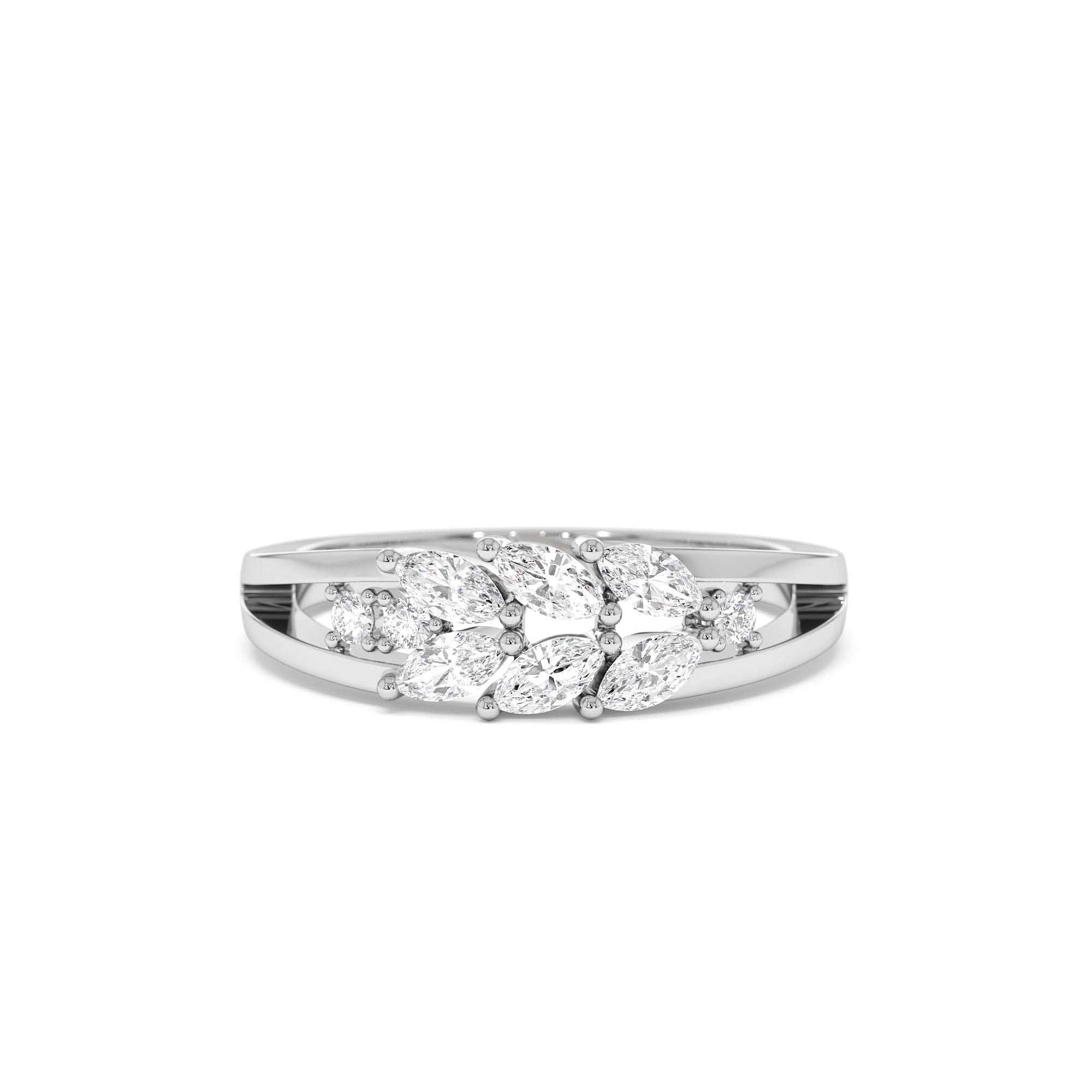 14k Diamond Leaf Style Marquise Ring - view 3