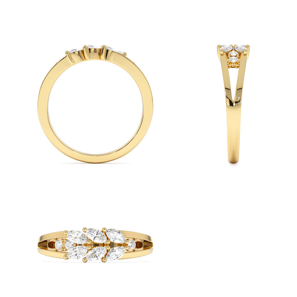14k Diamond Leaf Style Marquise Ring - view 5