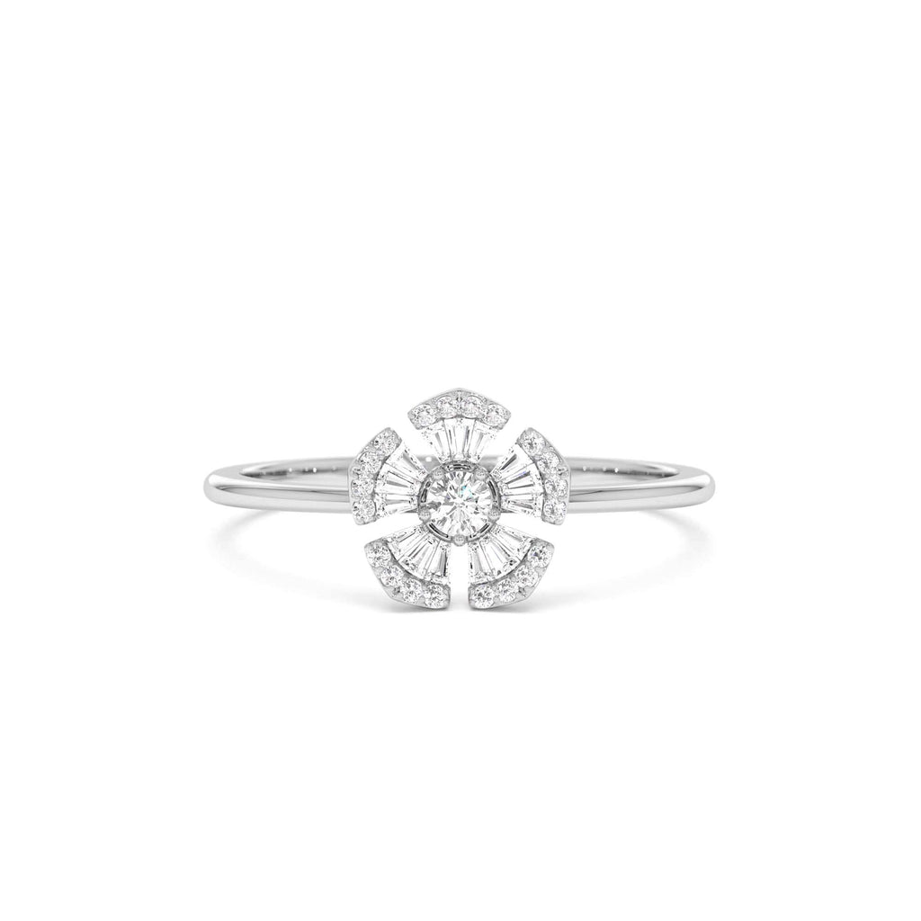 14k Diamond Floral Baguette Ring - view 3