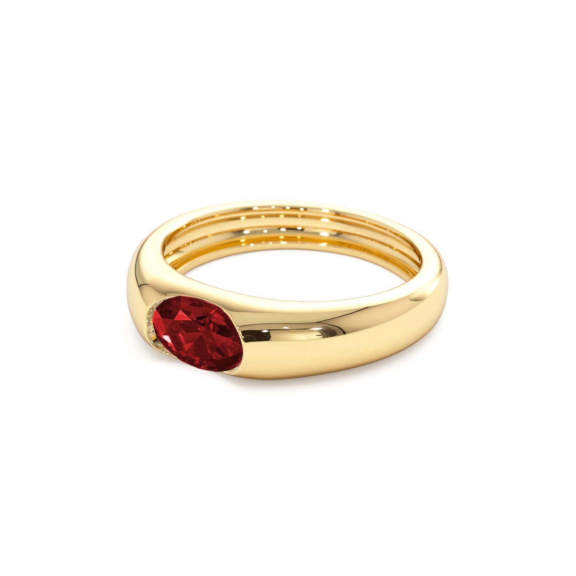 14k Ruby Oval Burnish Dome Ring - view 4