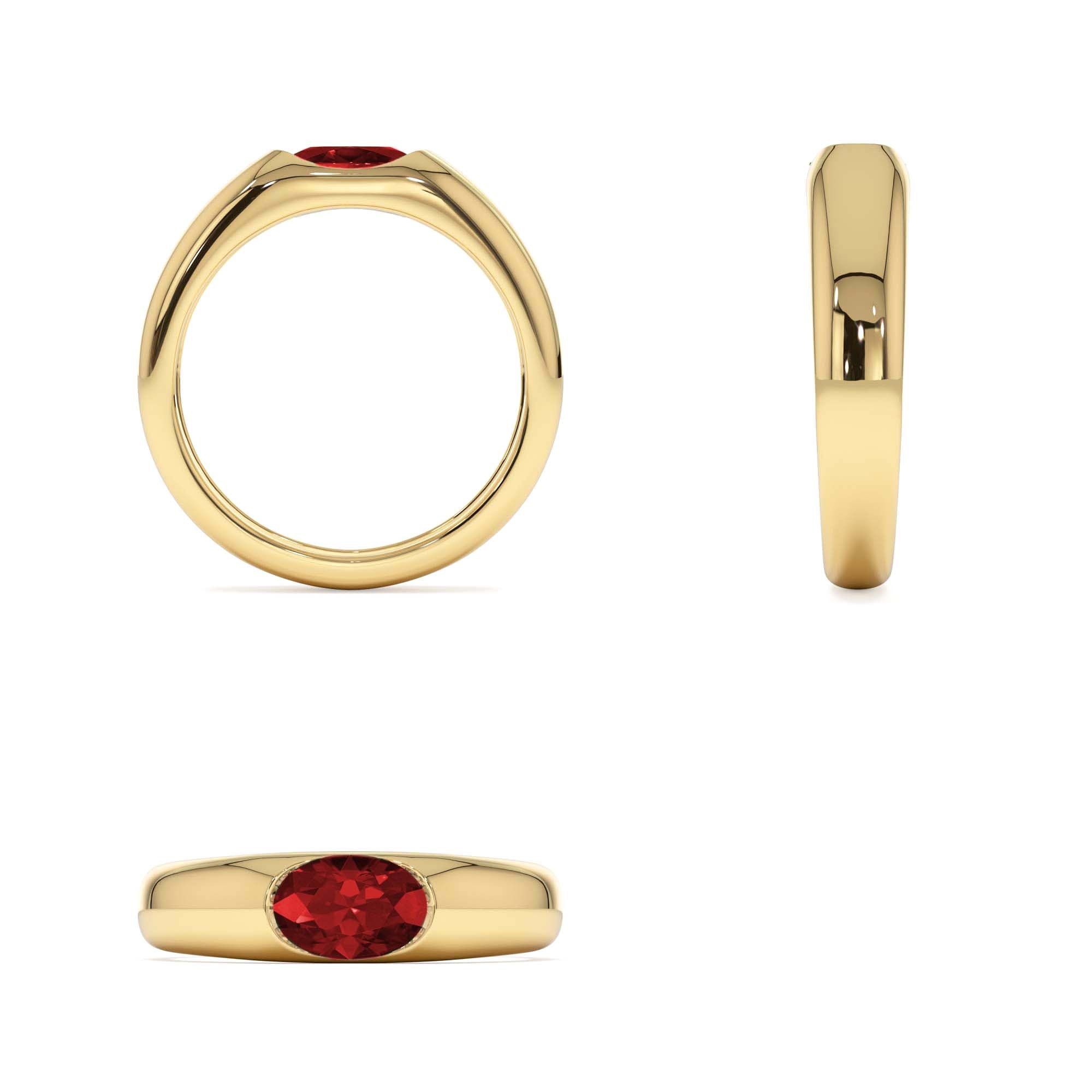 14k Ruby Oval Burnish Dome Ring - view 5