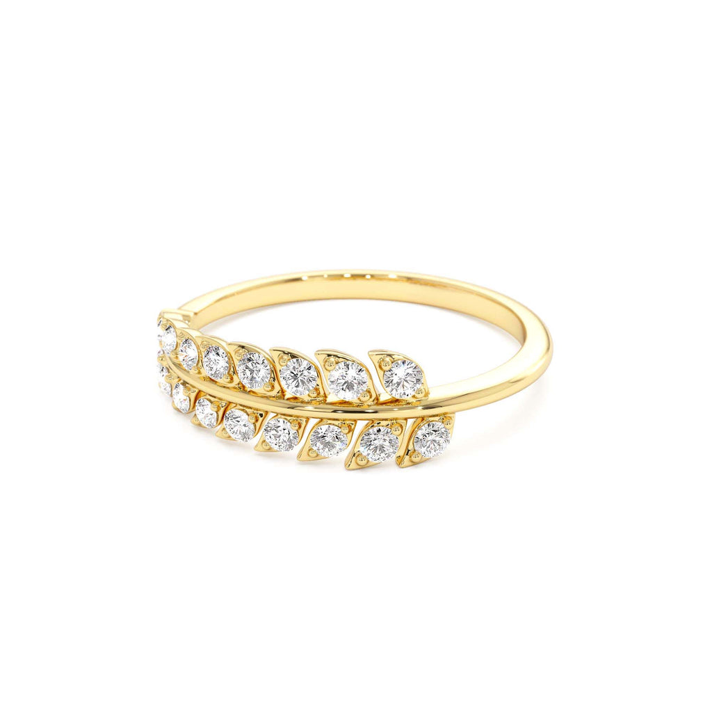 14k Leaf Inspired Diamond Wrap Ring - view 4
