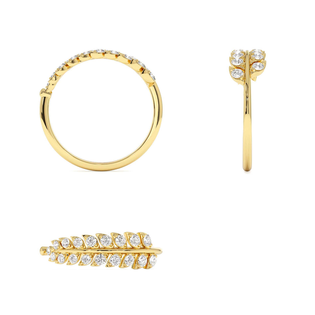 14k Leaf Inspired Diamond Wrap Ring - view 5