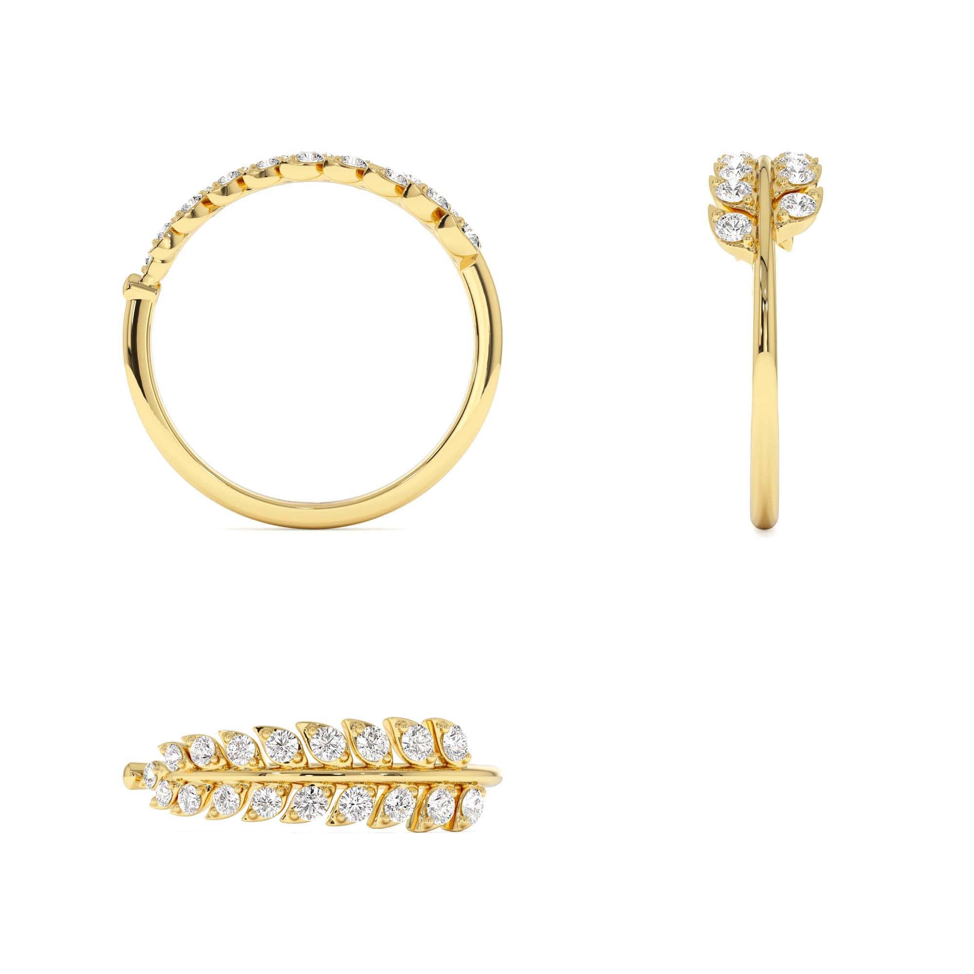 14k Leaf Inspired Diamond Wrap Ring - view 5